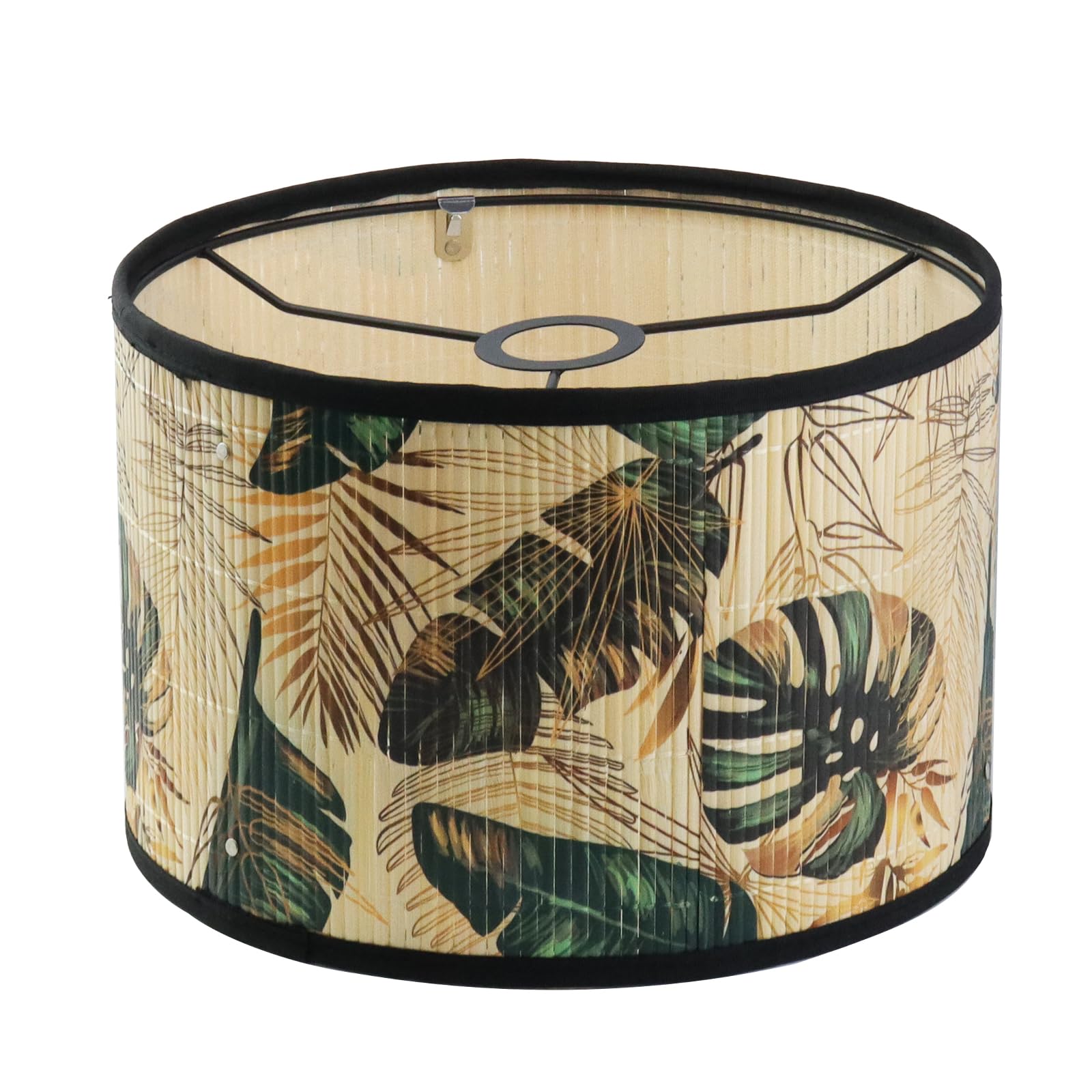 Mewutal Greenery Leaf Print Drum Lampshades E27 Lamp Shade 11.81 Top    11.81 Bottom    7.87 High Light Cover Table Lamp Cover f