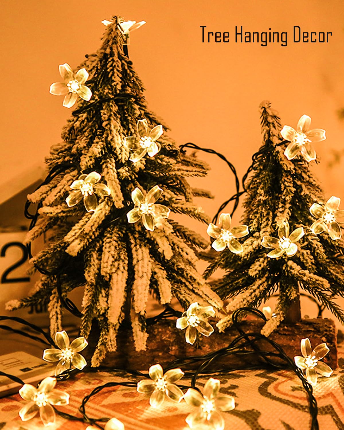 Keretuby Cherry Blossom Fairy Flower String Lights Indoor Bedroom Decorations, 33ft 100 LED USB Plug in Decorative Floral Lamp f