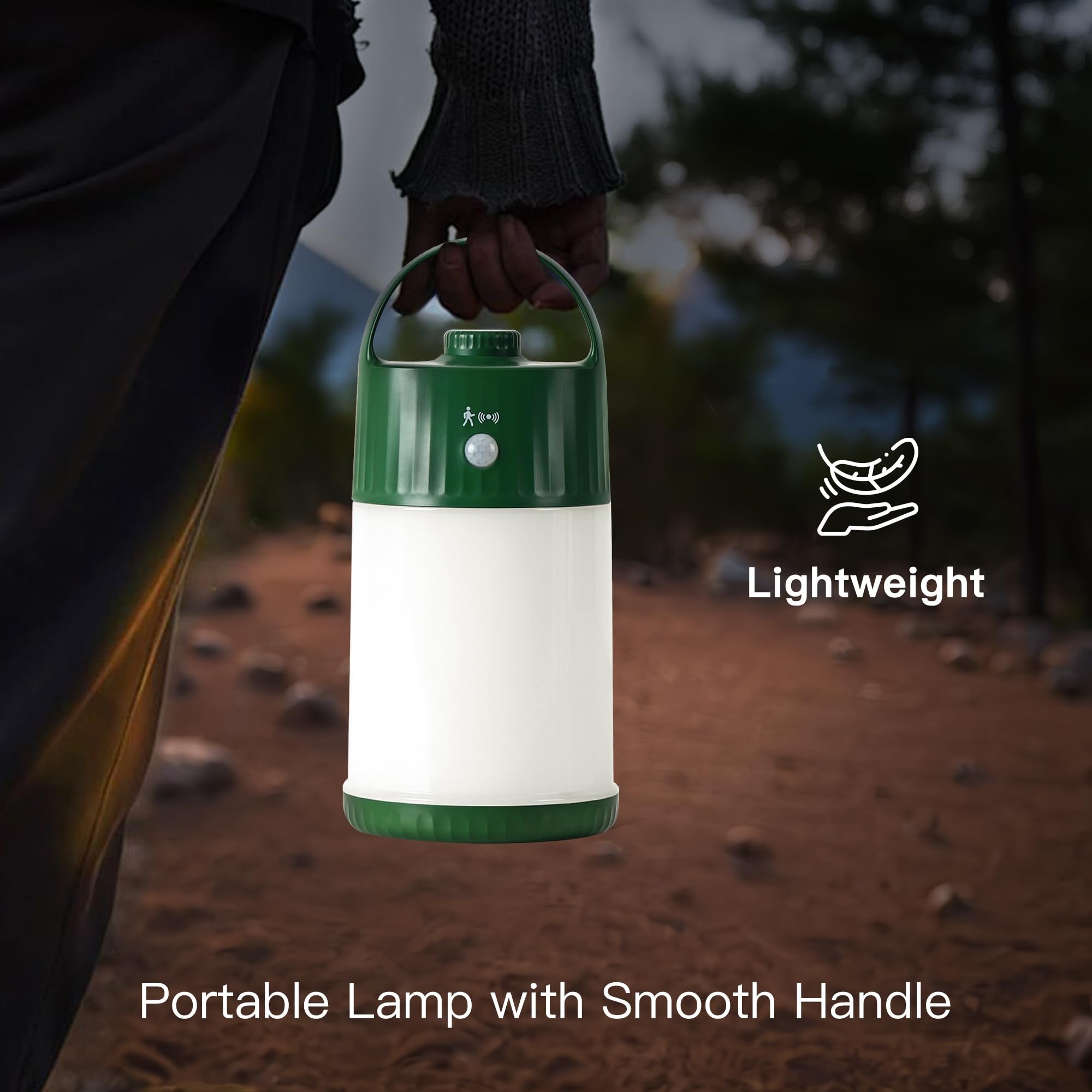 SMASOON Motion Sensor LED Night Light, Portable Table Lamp, 4 Brightness Levels, Battery Powered, Green, Model SD-880E