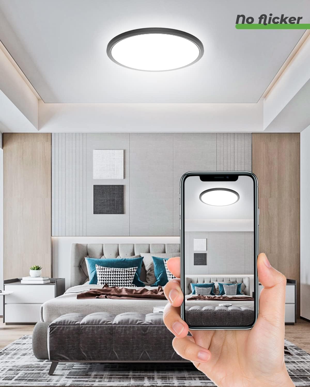 Zemty 16.5 Inch Led Ceiling Light Flush Mount, 36W 4200Lm Super Slim Flush Mount Ceiling Light Fixtures, 3000K/4500K/6000K Selec