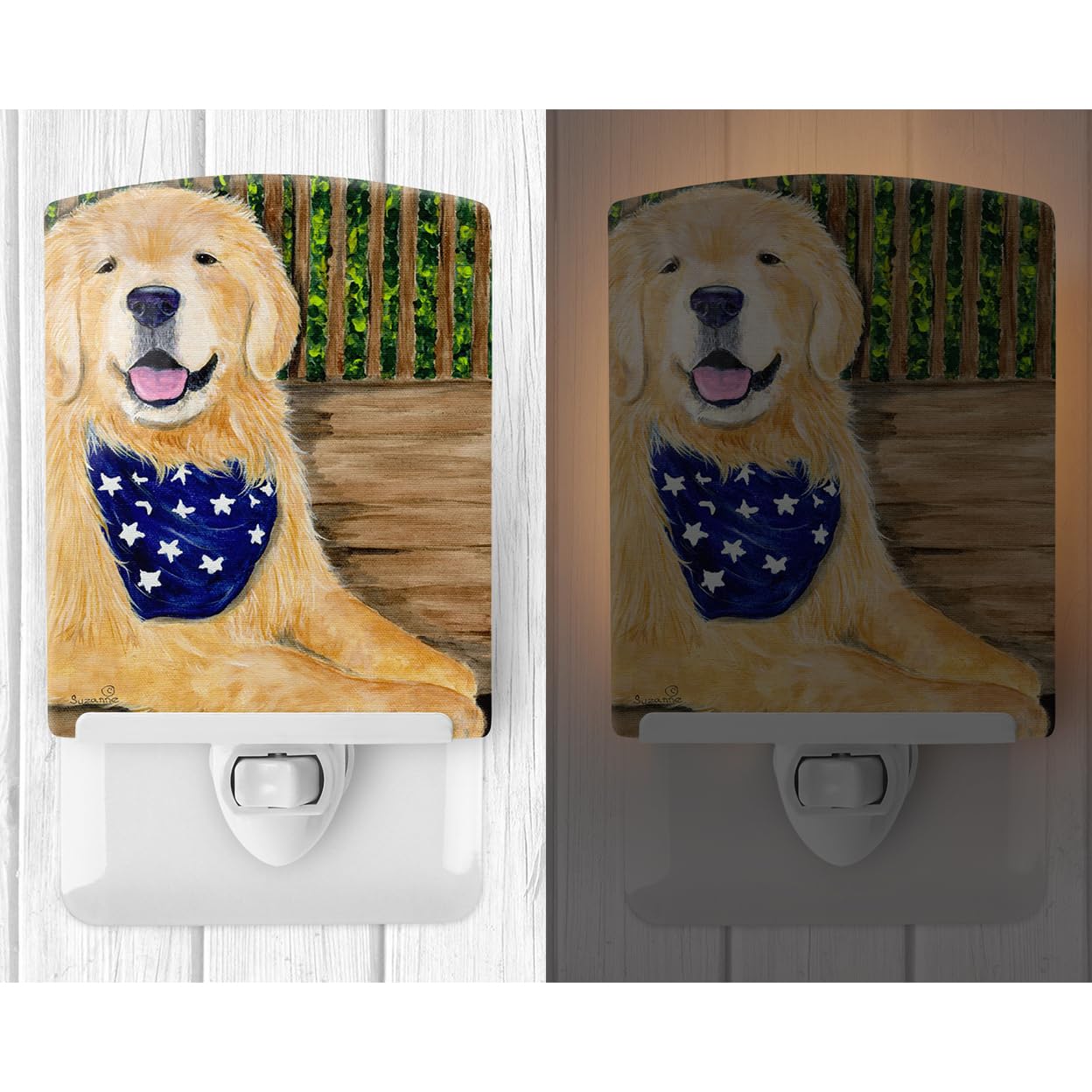Caroline'S Treasures Ss8972Cnl Golden Retriever Ceramic Night Light Compact, Ul-Certified, Ideal For Bedroom, Bathroom, Nursery, Hallway, Kitchen, 6X4X3, Multicolor