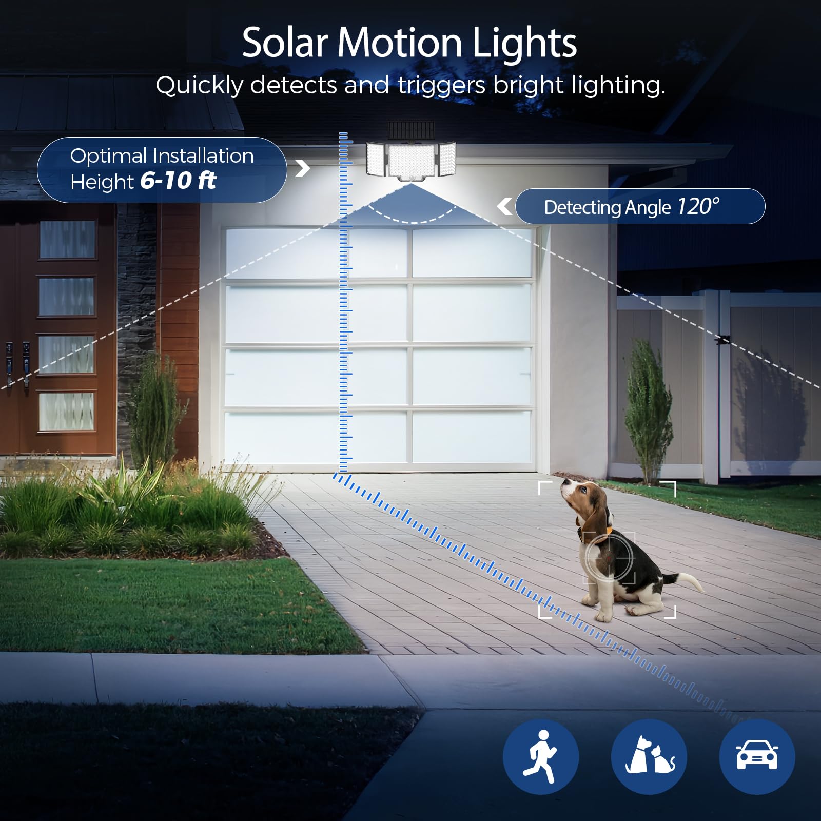 Adiding Solar Lights Outdoor, 212 LEDs, 270° Wide Angle, Remote Control, 4 Pack, Black, Model TBD-23