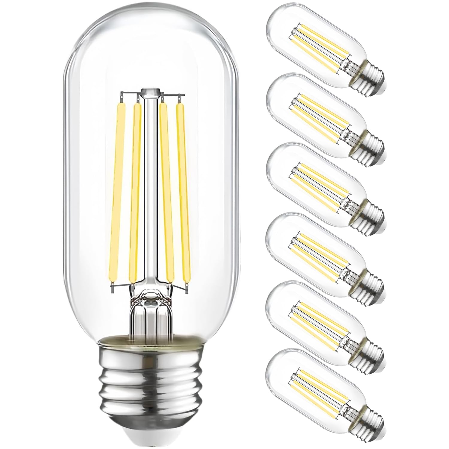 Winsaled T45 Dimmable E26 Led Bulb 60 Watt Equivalent,Vintage E26 Edison Bulbs,Tubular Clear Decorative Light Bulb,5000K Led Lig
