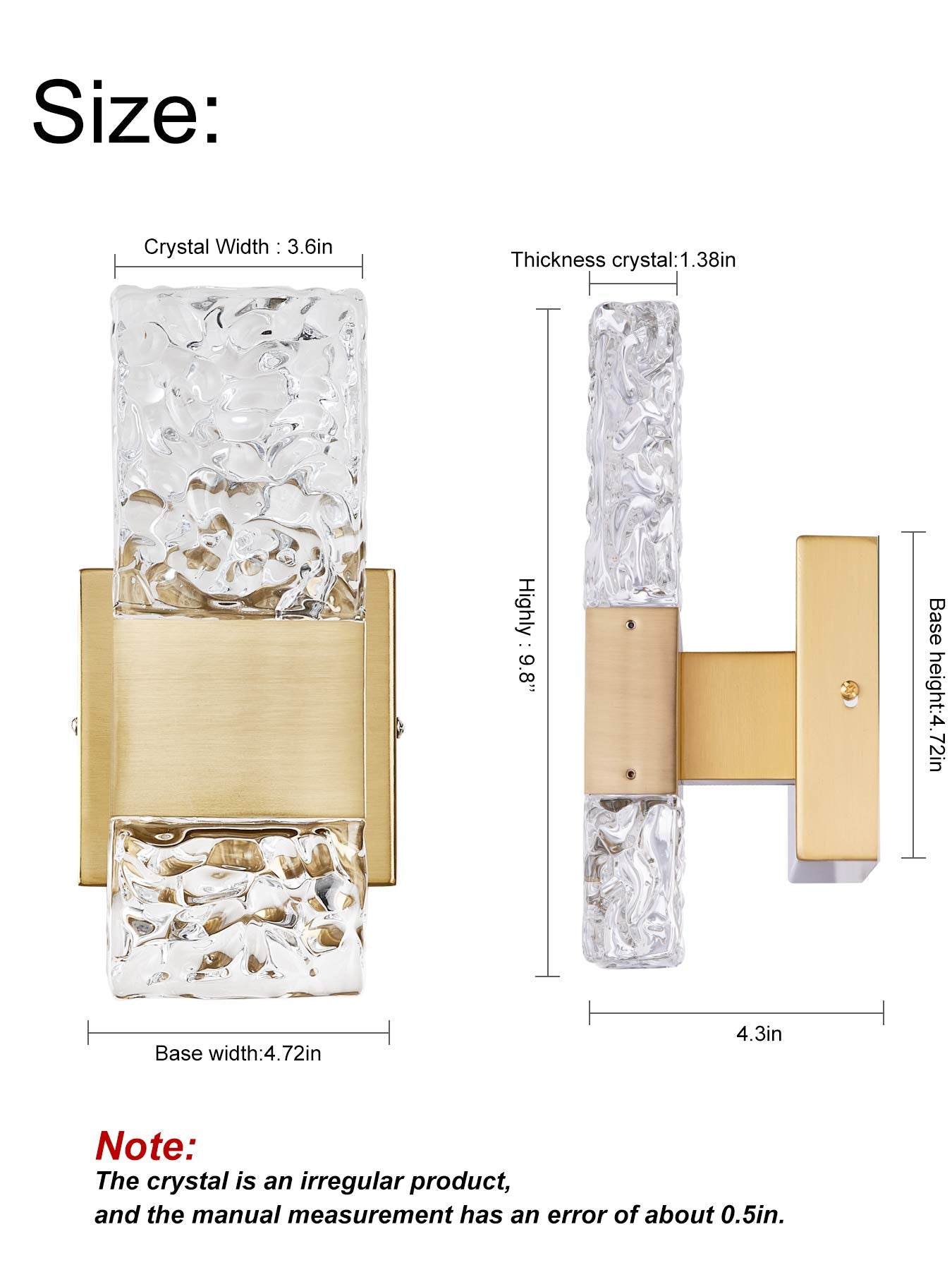 OYLYW Modern LED Vanity Light Brushed Gold Stainless Steel 1 Light JQ1428-1TG