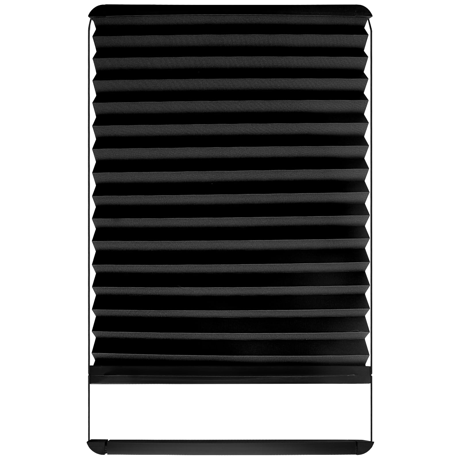 NOVINO RV Thin Pleated Shade Replacement, 12" x 21", Black, Compatible with Lippert Entry Doors, Model RS-012
