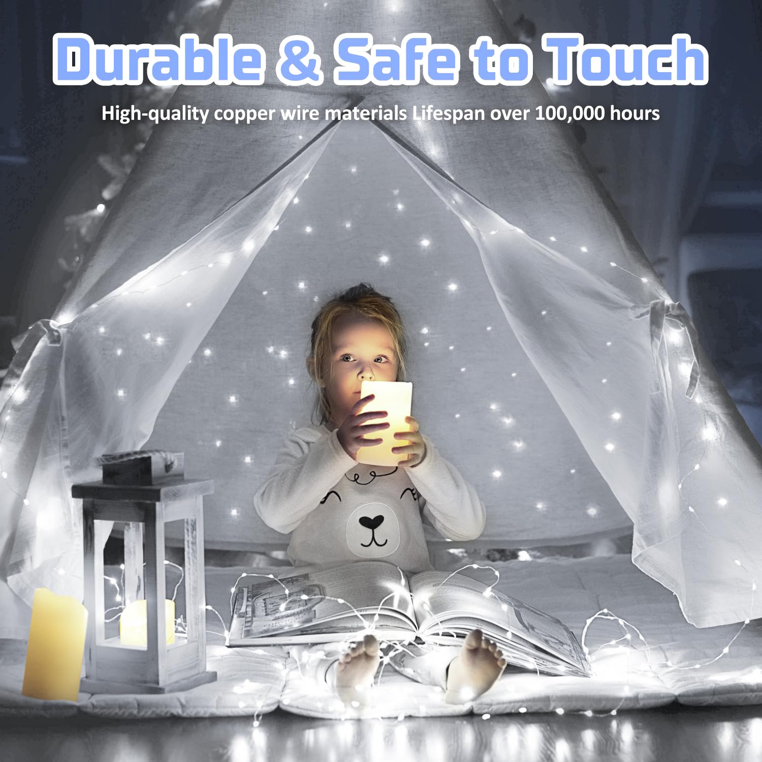 Xurisen 99Ft Cool White Fairy Lights, 300Led Battery Operated With 8 Modes & Timer For Decor