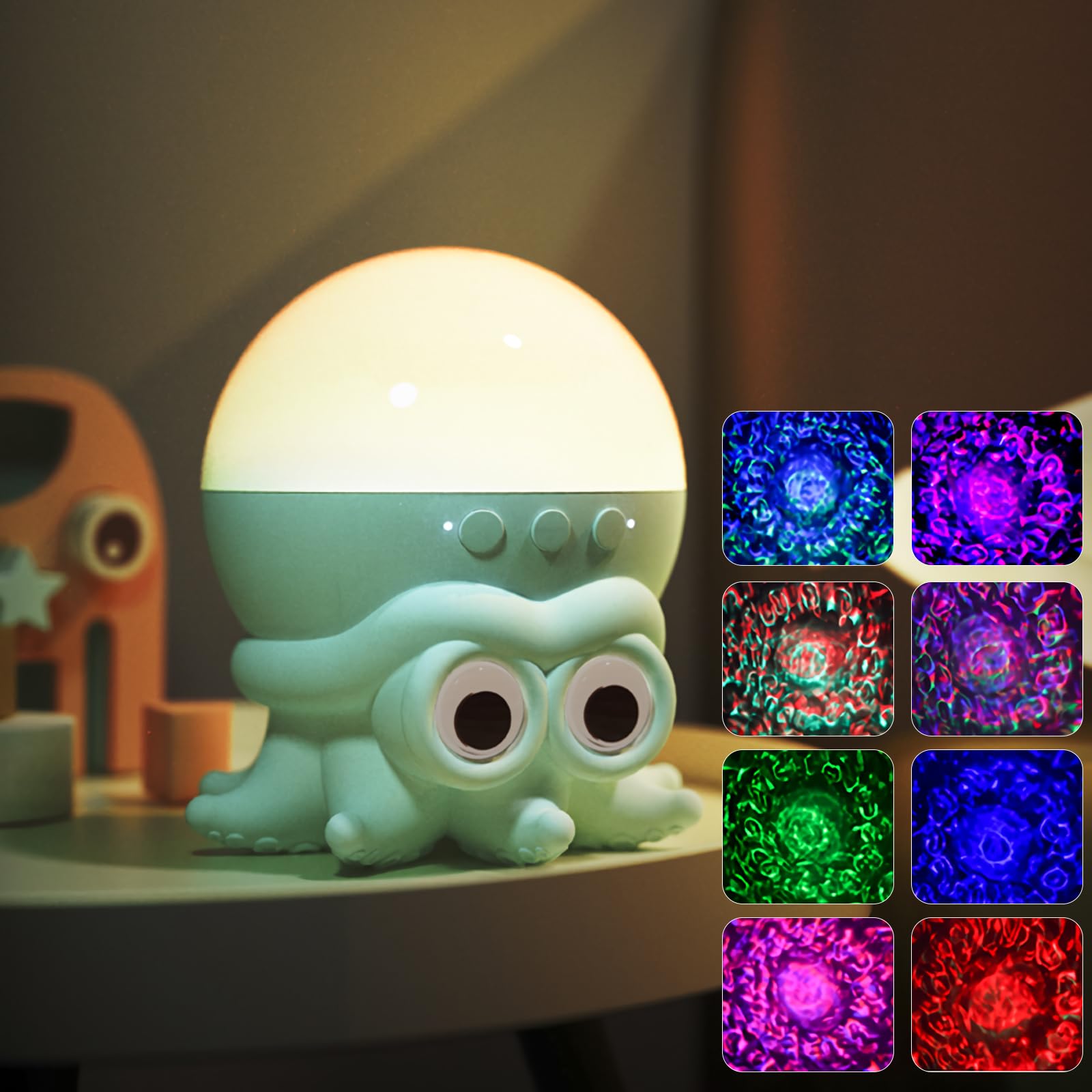 Goutool Ocean Wave Projector Light  Cute Octopus Night Light With Timer And Remote Control  Water Ripple Romantic Ambient Projector Lights  Room Decor Gifts For Christmas  Birthday (Octopus)