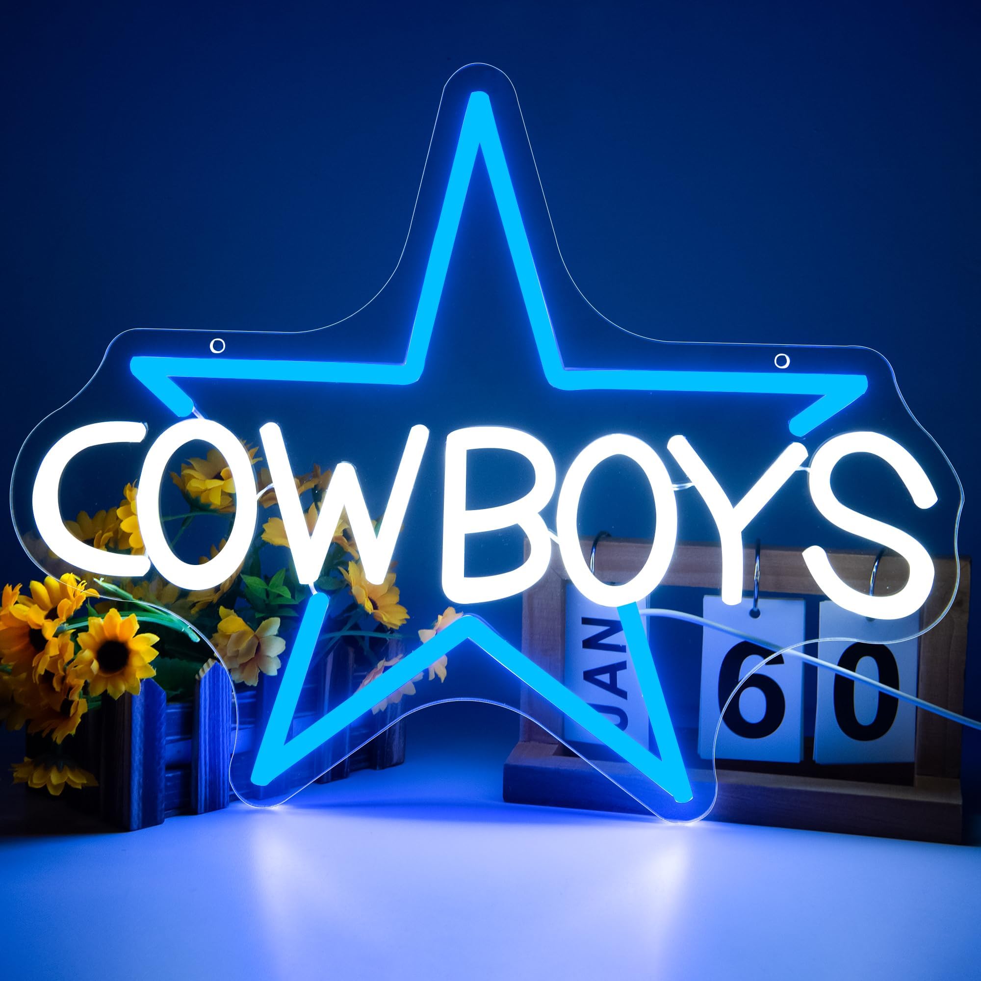 FTMGGDG Football Neon Sign LED Light Wall Decor 16.1x13 inches Acrylic Cowboys Model FMXD800