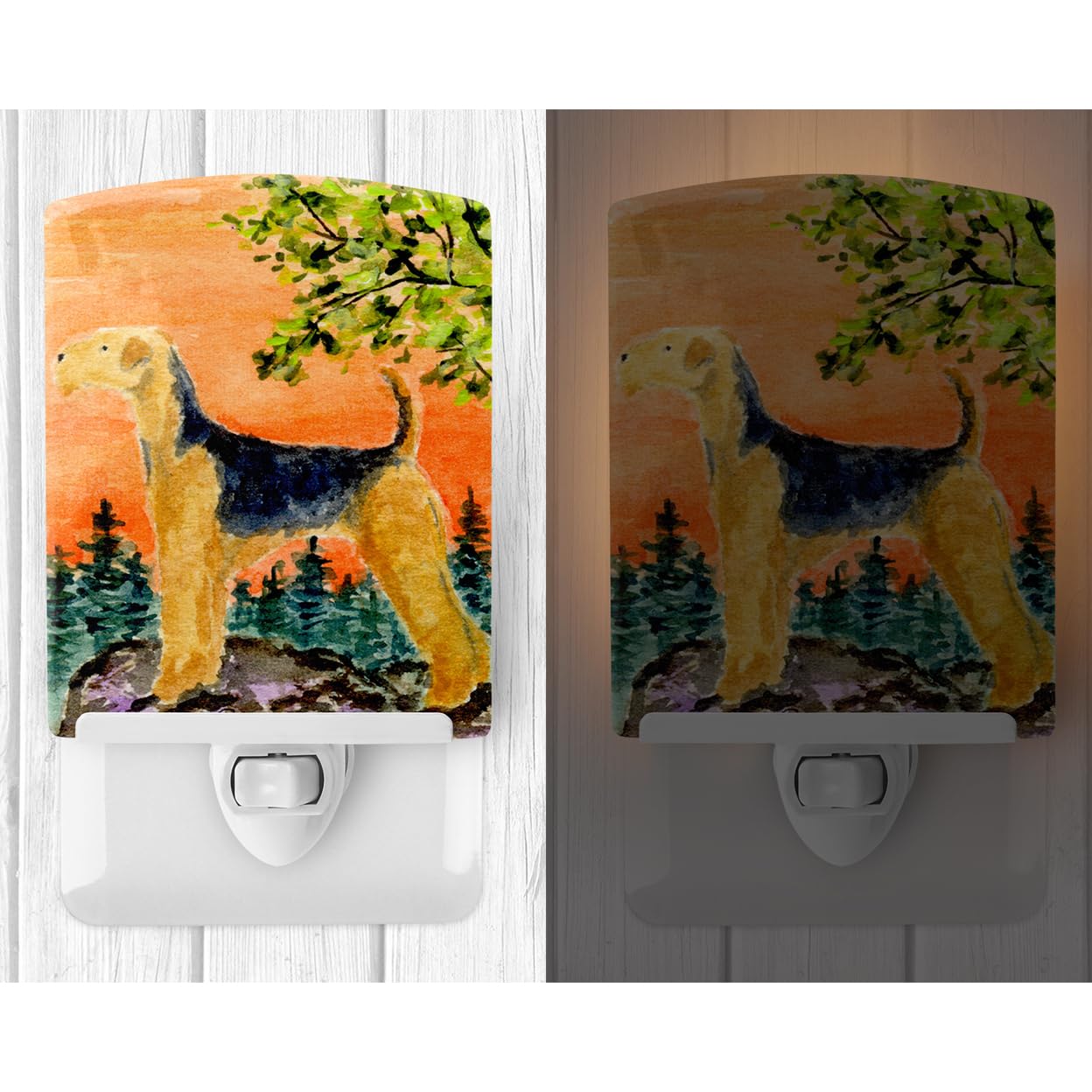 Carolines Treasures Night Light, Airedale Ceramic, UL-Certified, 6x4x3 inches, Multicolor, Model SS8850CNL