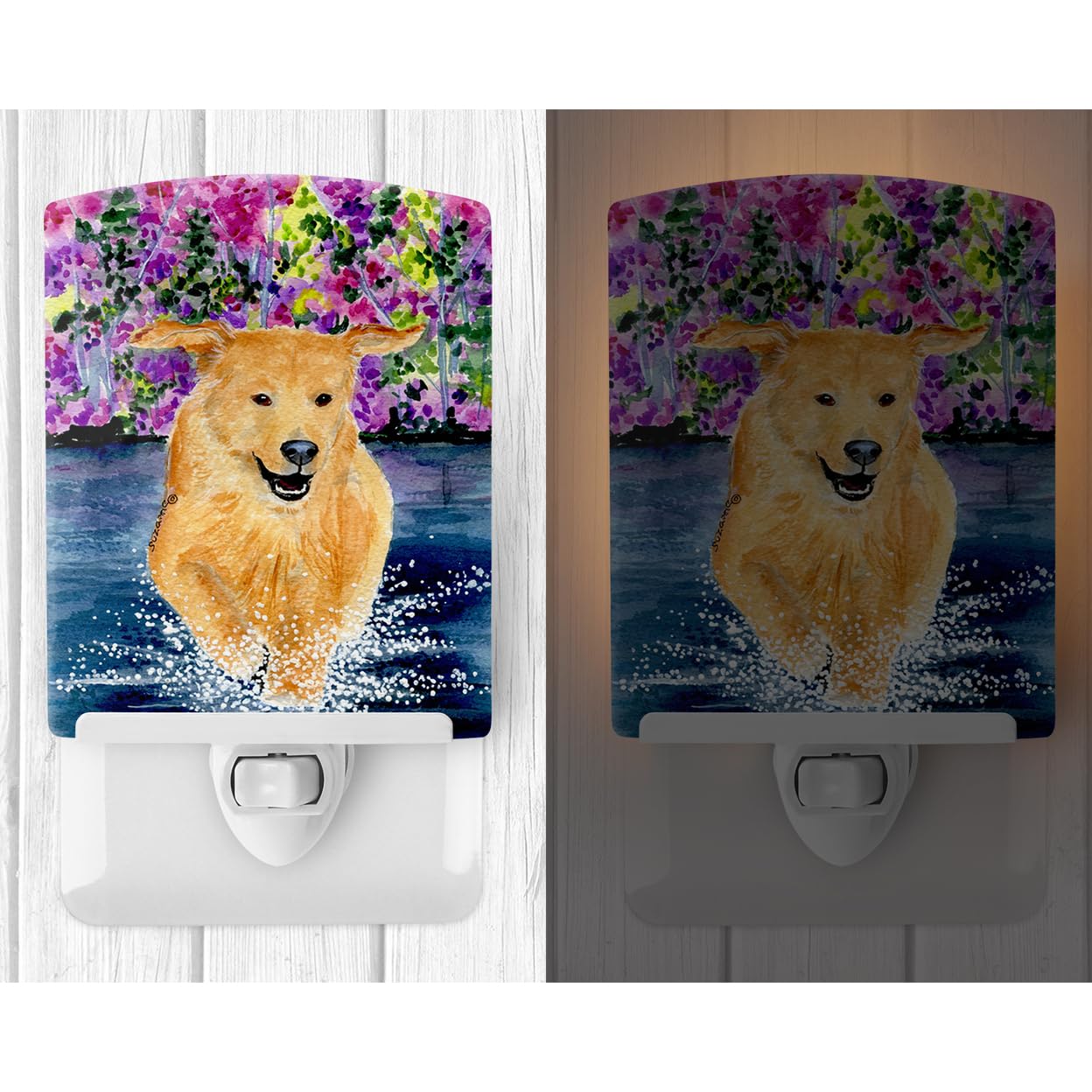 Carolines Treasures Ceramic Night Light, Golden Retriever, 6x4x3 inches, Model SS8627CNL, UL-Certified, Multicolor