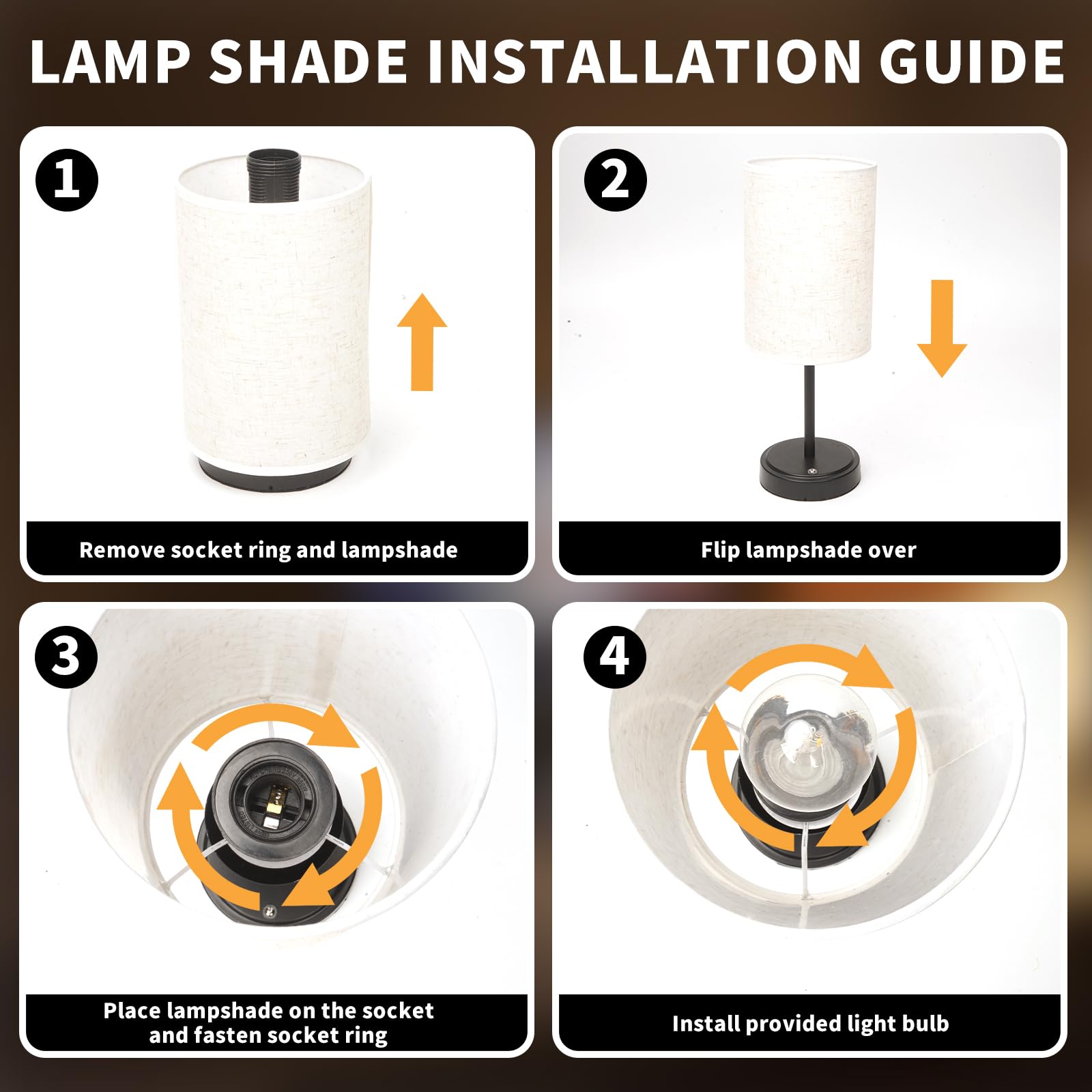 Lhyuetong 2-Piece Cordless Led Desk Lamp, Modern Minimalist Touch Lamp With Three-Level Brightness Adjustment, Linen Lampshade,