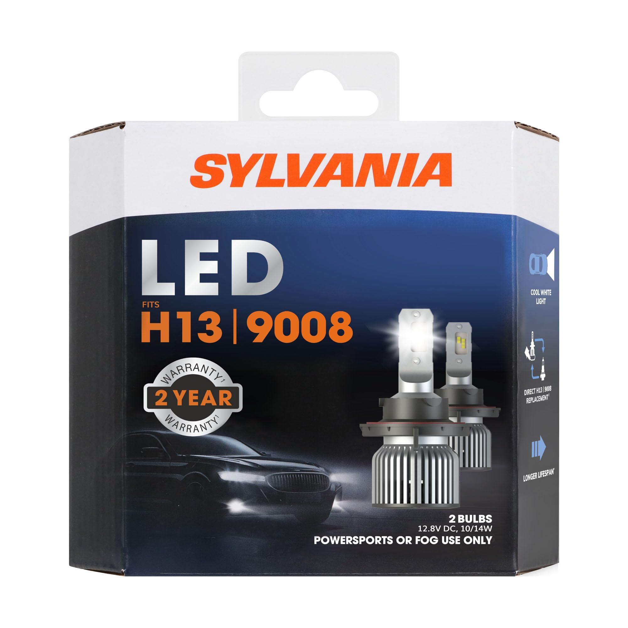 SYLVANIA H13 LED Fog Lights - 6000K Cool White, Long-Lasting, No Polarity - Upgrade for Cars and Trucks