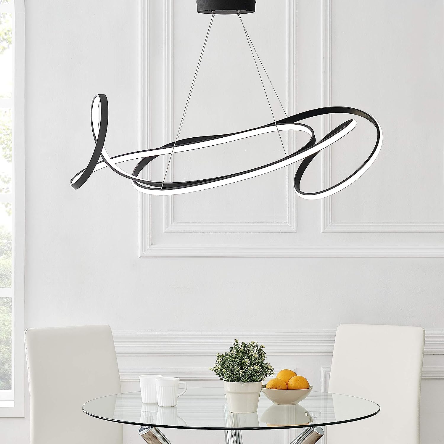 Finesse Decor Moscow LED Chandelier, Metal, Black, Model CH-006-B