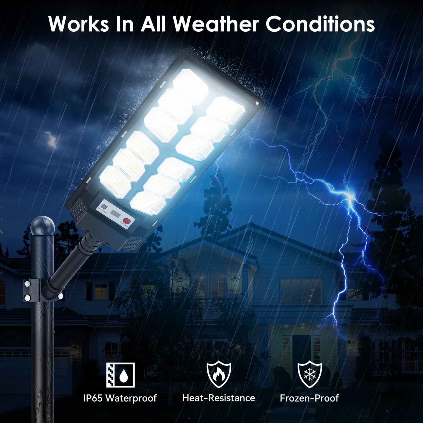 CNOIJUTS Solar Street Lights 6500K 13000LM Dusk to Dawn Motion Sensor 2-Pack Black TL388