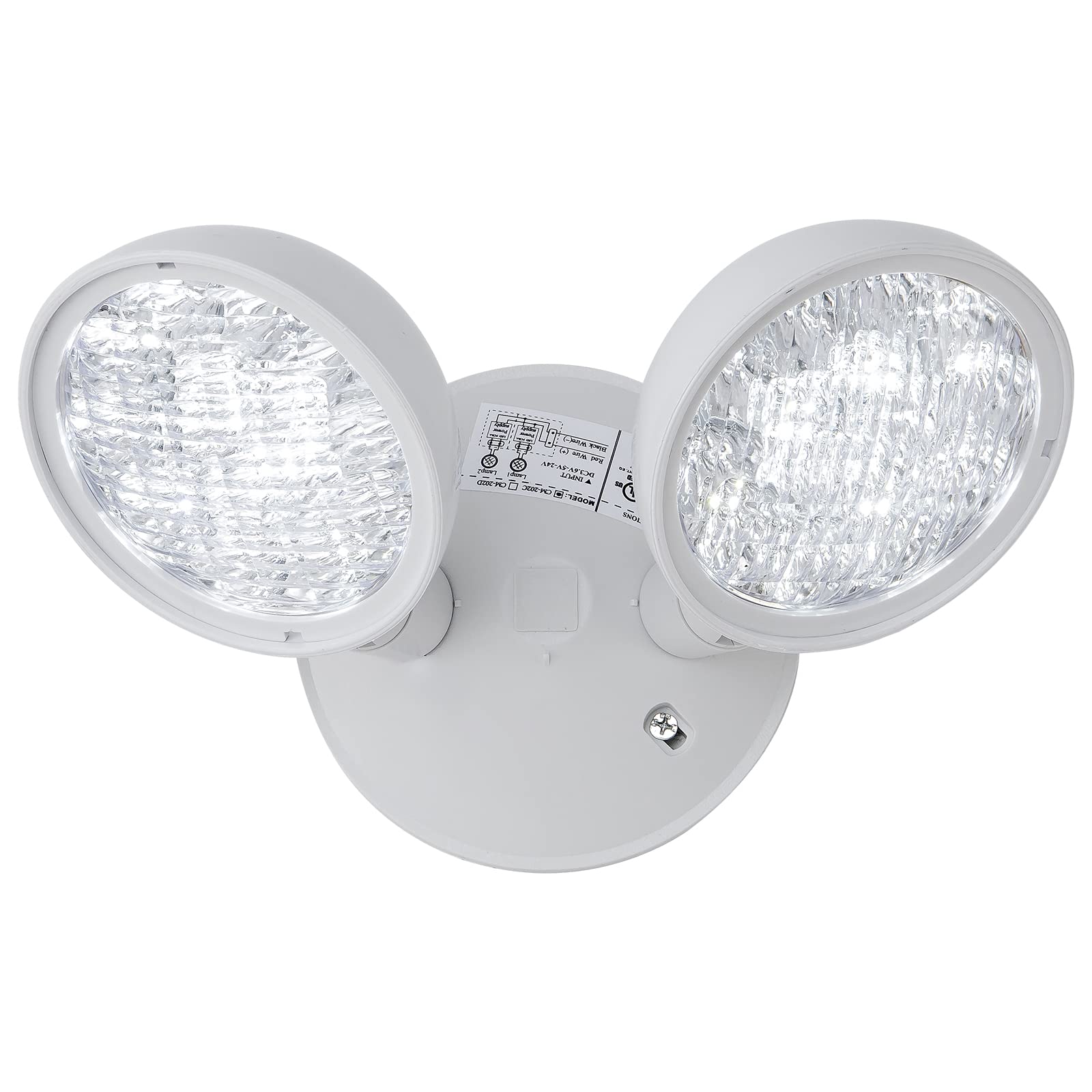 Tanlux Emergency Remote Head Lighting, 1 Pack Double Head Emergency Light, Ul Listed, Multi Voltage 6V To 24 Volt Input, 2 By 3 Watts, 2 By 180 Lumen, White