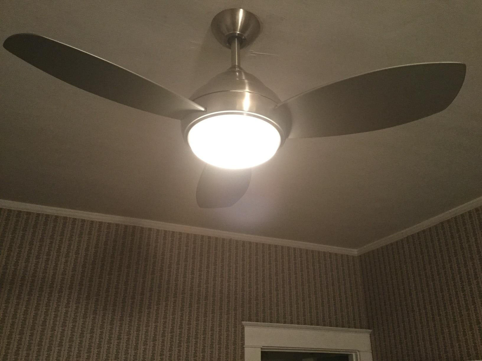 Minka-Aire F517-BN Downrod Mount, 3 Silver / Pewter Blades Ceiling fan with 59 watts light, Brushed Nickel