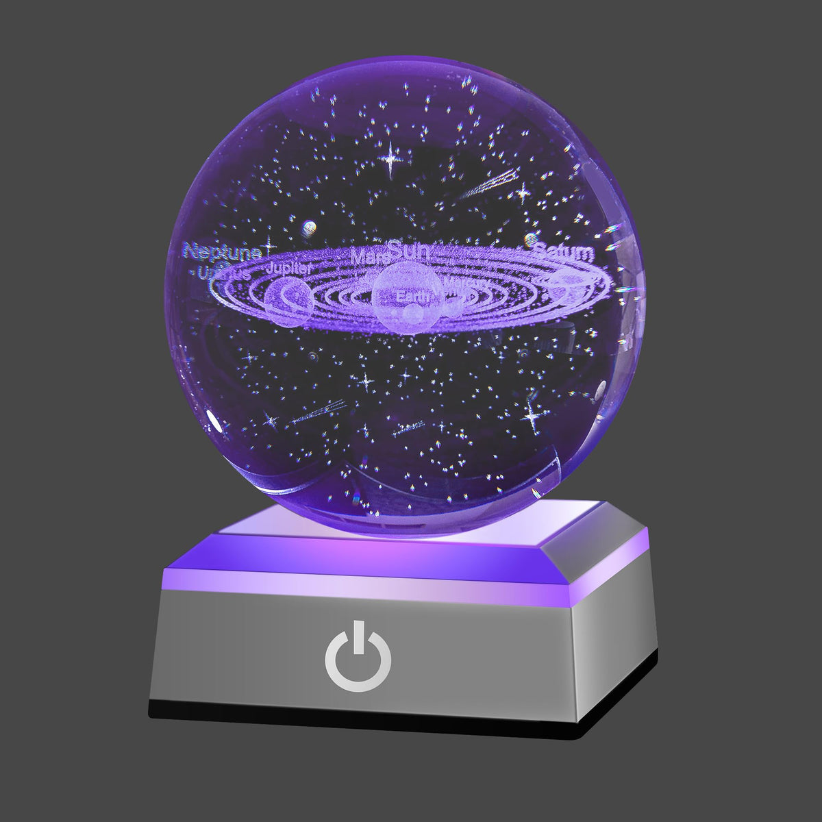 Hochance 3D Solar System Crystal Ball Nightlight Multicolor Decolamp For Science Astronomy Space,Thanksgiving Christmas Gifts Id