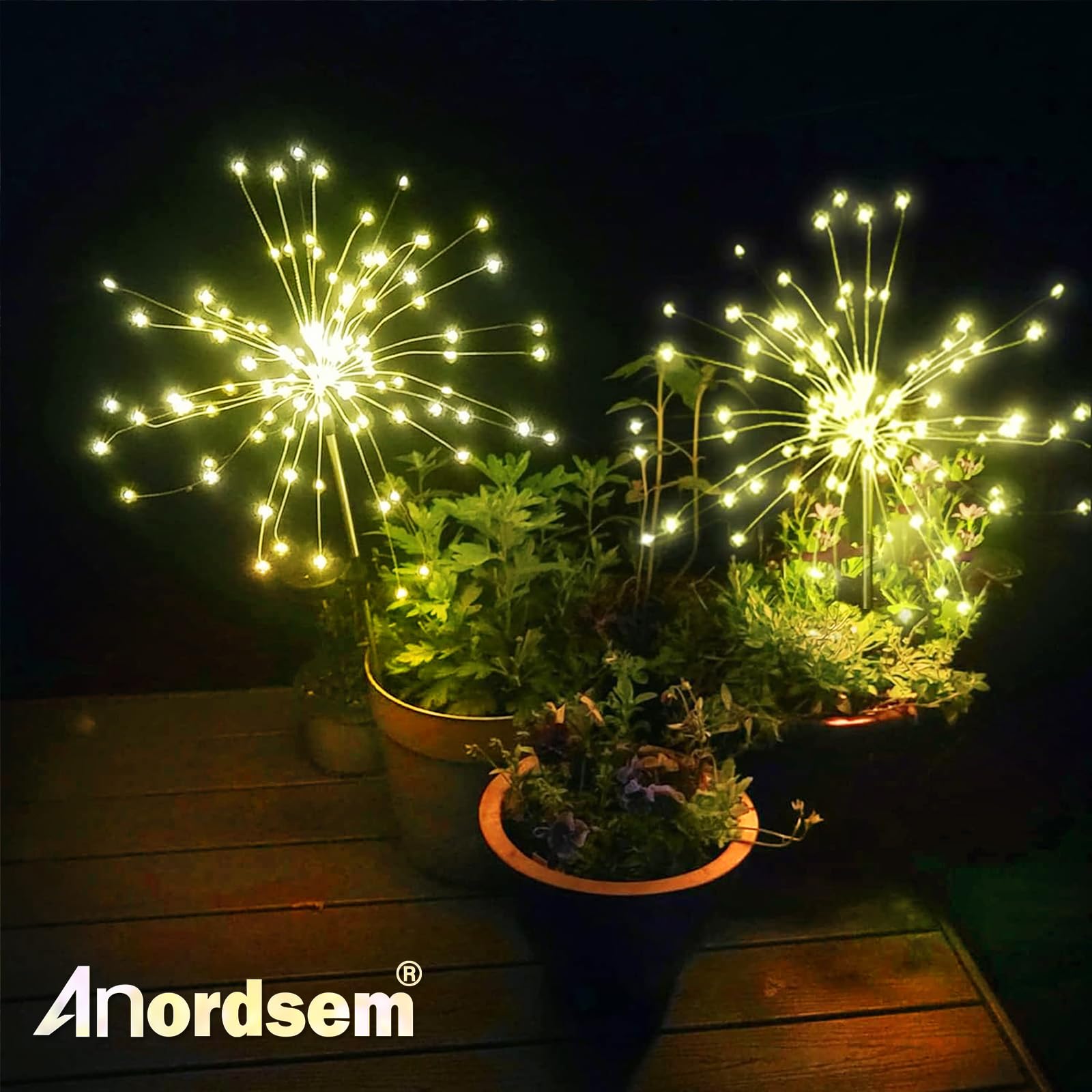 Anordsem Solar Lights Outdoor Waterproof: Garden Light Solar Powered For Yard Outside - Fireworks Lamp Twinkling Patio Path Decor - Led Sparkler Sticks For House Decoration