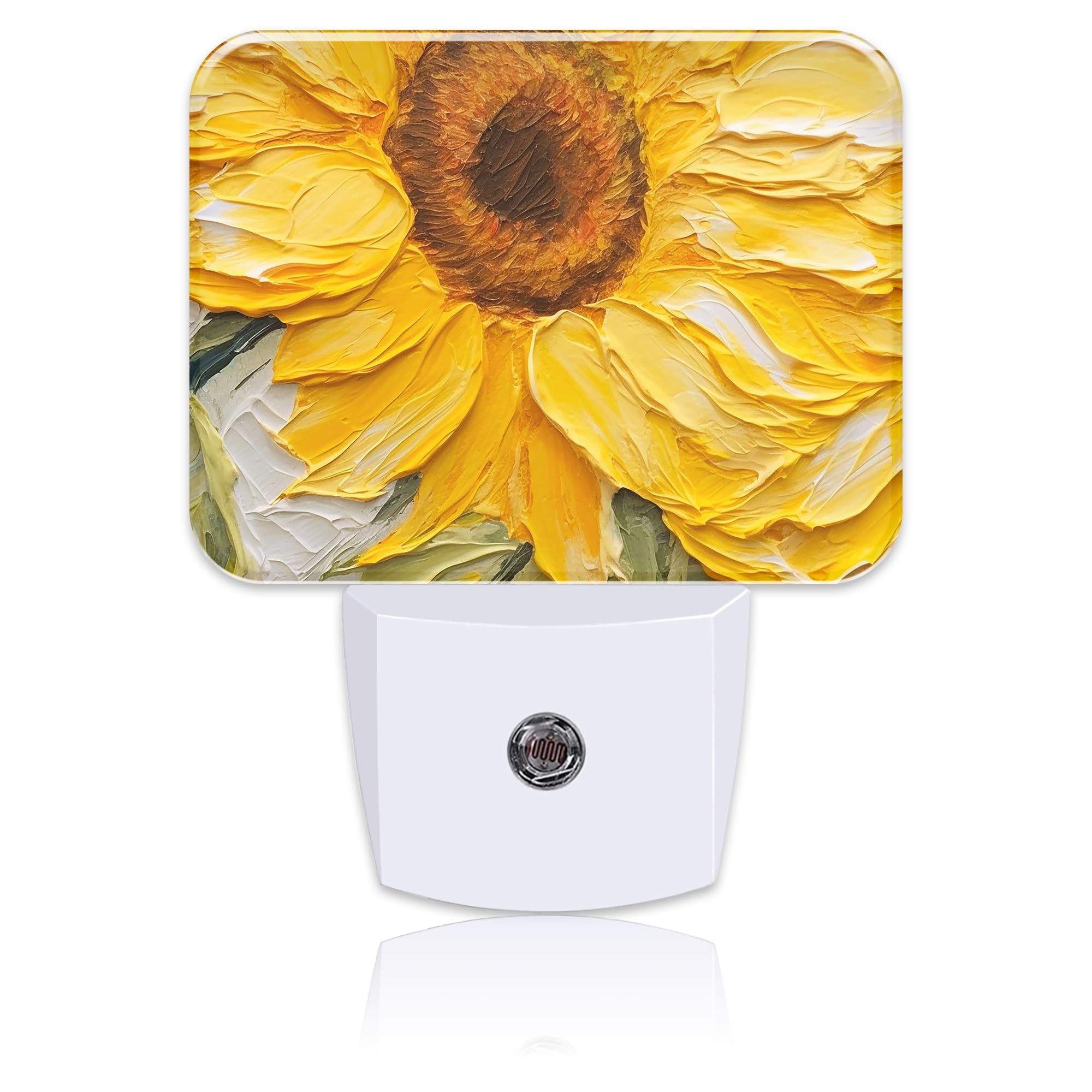 Uiaoiais Sunflower Oil Discomfortting Night Light Plug into Wall  Sunflower Night Light with Dusk to Dawn Sensor for Kid Girls Boys Women Men Bedroom  Hallway  Kitchen  Bathroom  Stairs Decor