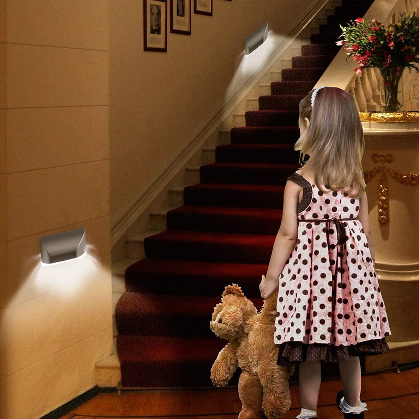 Lzpgitgd Silver Door Light With Auto Sensor Motion Detector, Led Night Light For Home