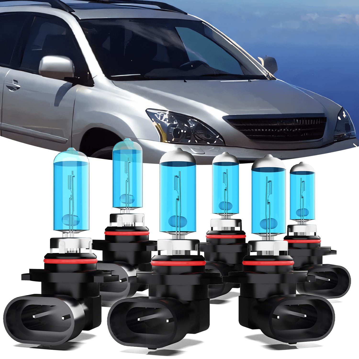 TTDBDAN Headlights Fit For RX300 1999-2003 Halogen Headlight Bulbs,9005/HB3/H10 High Beam+ 9006/HB4 Low Beam+ 9006 Fog Light Com
