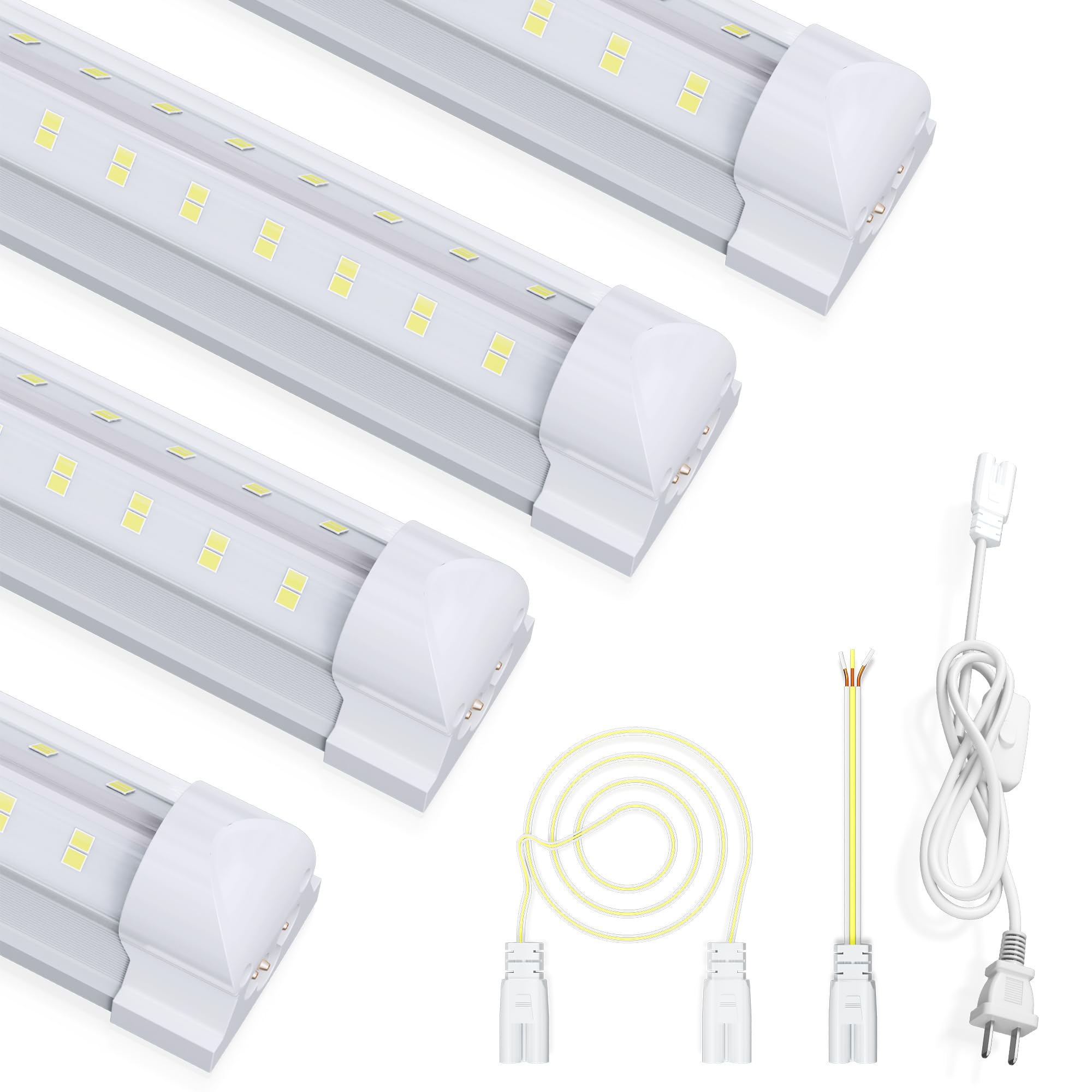 fmwkrj 4FT 4 Pack LED Shop Lights, 60W 7500LM 6000K Workbench Tube Light, T8 Linkable Ceiling Light Fixture for Garage, Basement