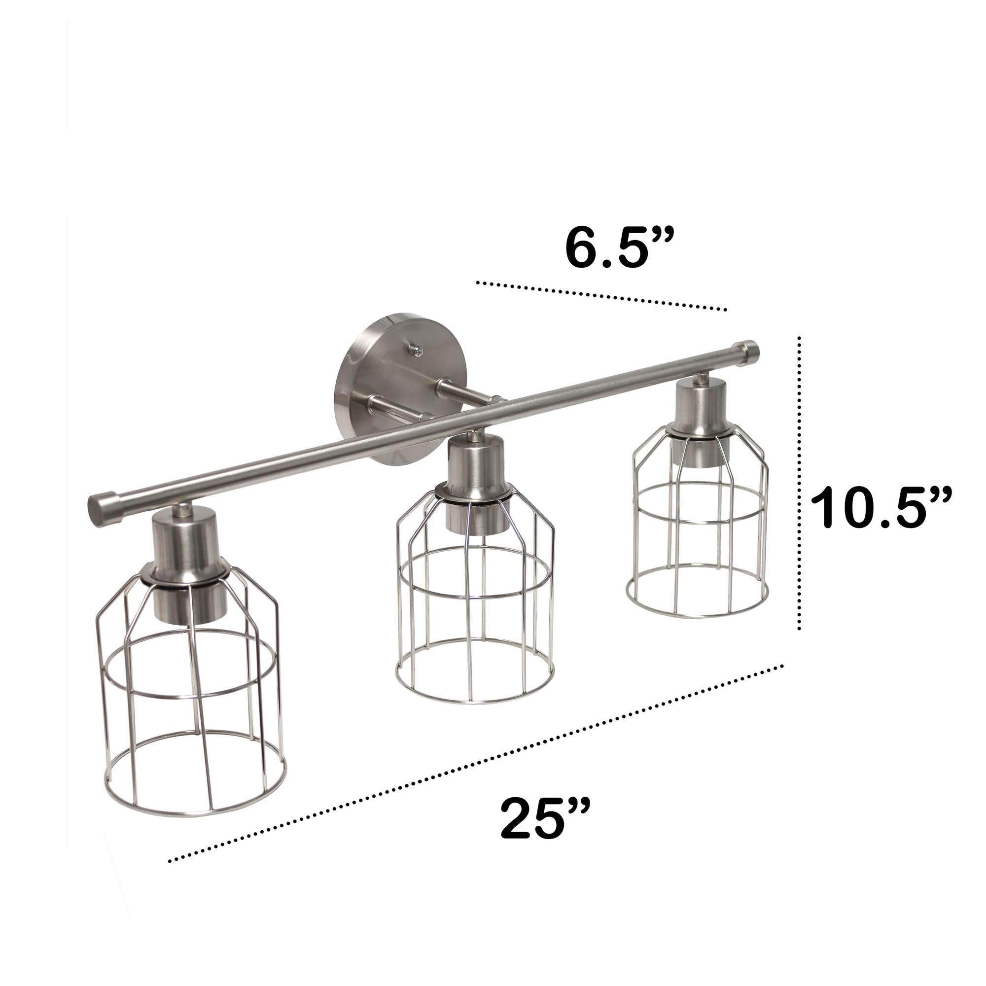 Lalia Home Industrial Bathroom Vanity Light, Brushed Nickel Wire Cage Shade