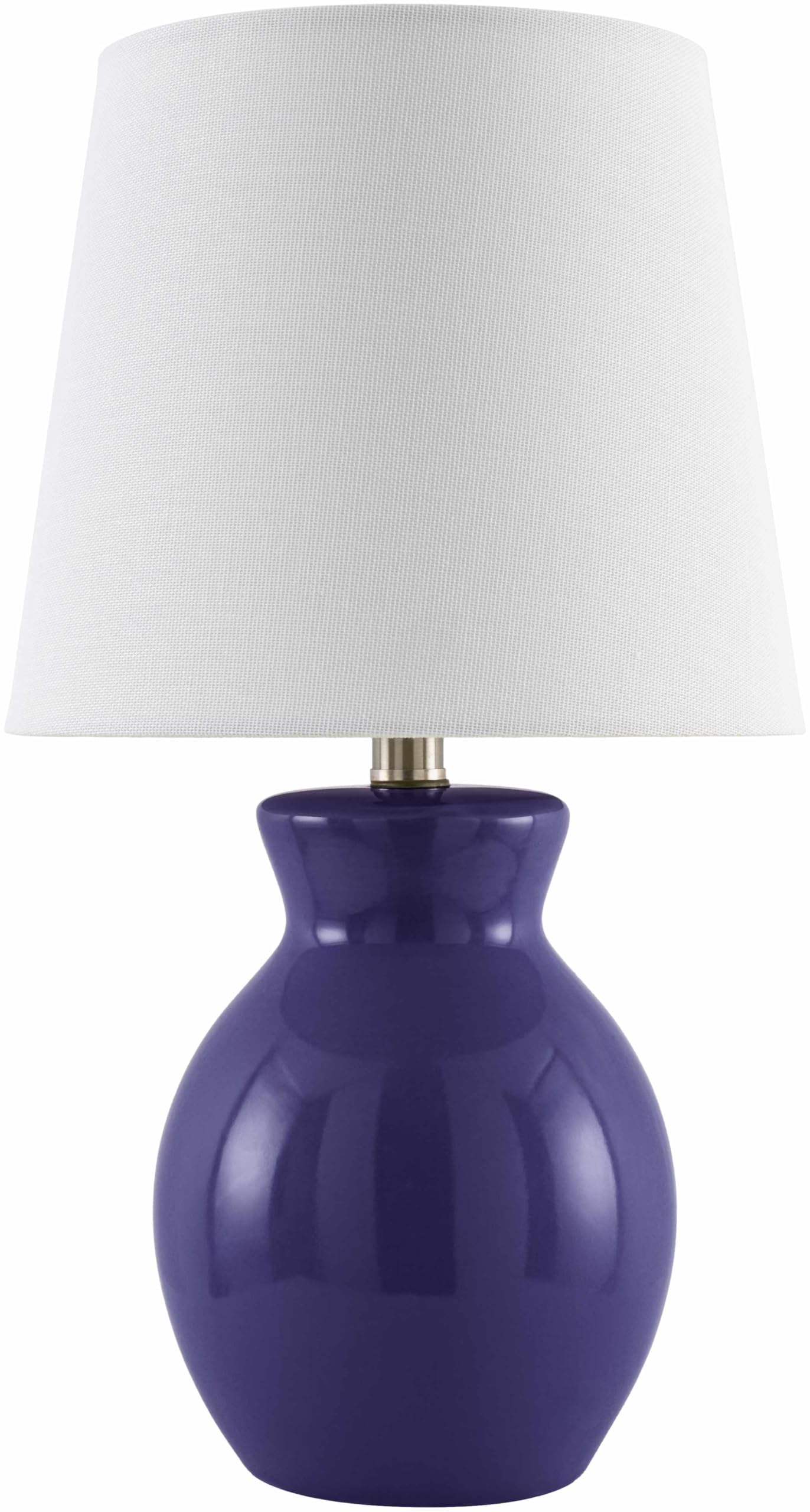 BoutiqueRugs Ceramic Bedside Table Lamp - 15inH, Navy/White, Tapered Shade for Bedroom/Nightstand - Model SPXZVA8-029