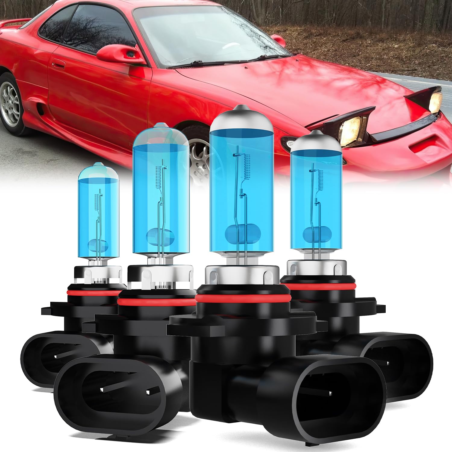 LECCIBUB Headlight Bulbs Compatible With Toyota Celica 1994-1999, 9005 High Beam + 9006 Low Beam Halogen Light Bulb Combo, Super