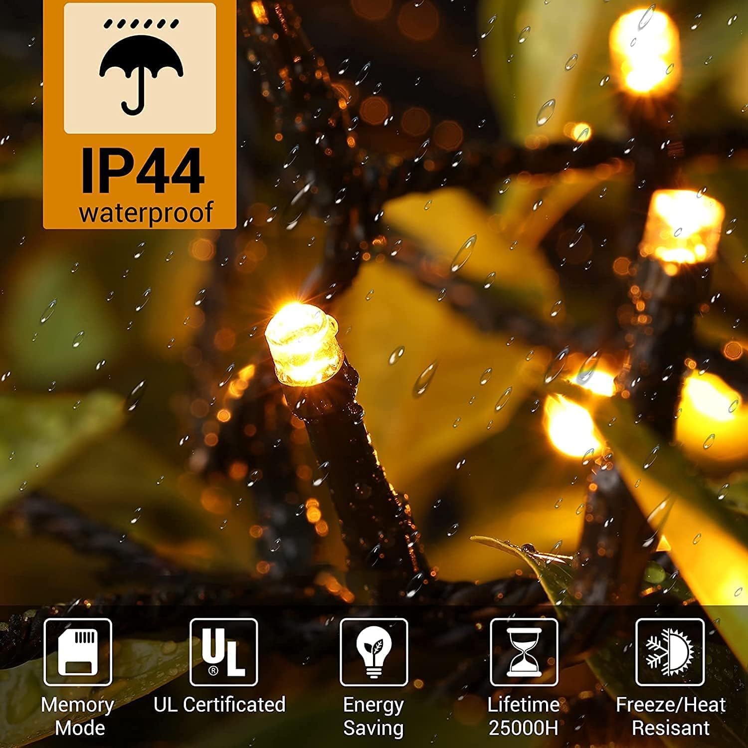 Quntis Battery Powered Christmas Lights Outdoor, 132Ft 300 Led Battery Christmas String Lights Waterproof 8 Modes Xmas Tree Ligh