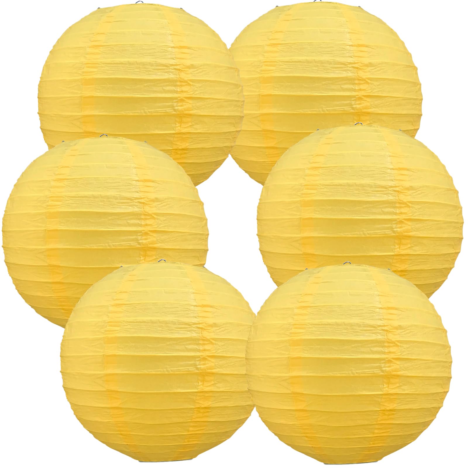 BEISHIDA 6-Inch Yellow Round Paper Lanterns Decorative Hanging Asia Chinese Japanese Paper Lanterns Lamp for Birthday Halloween 