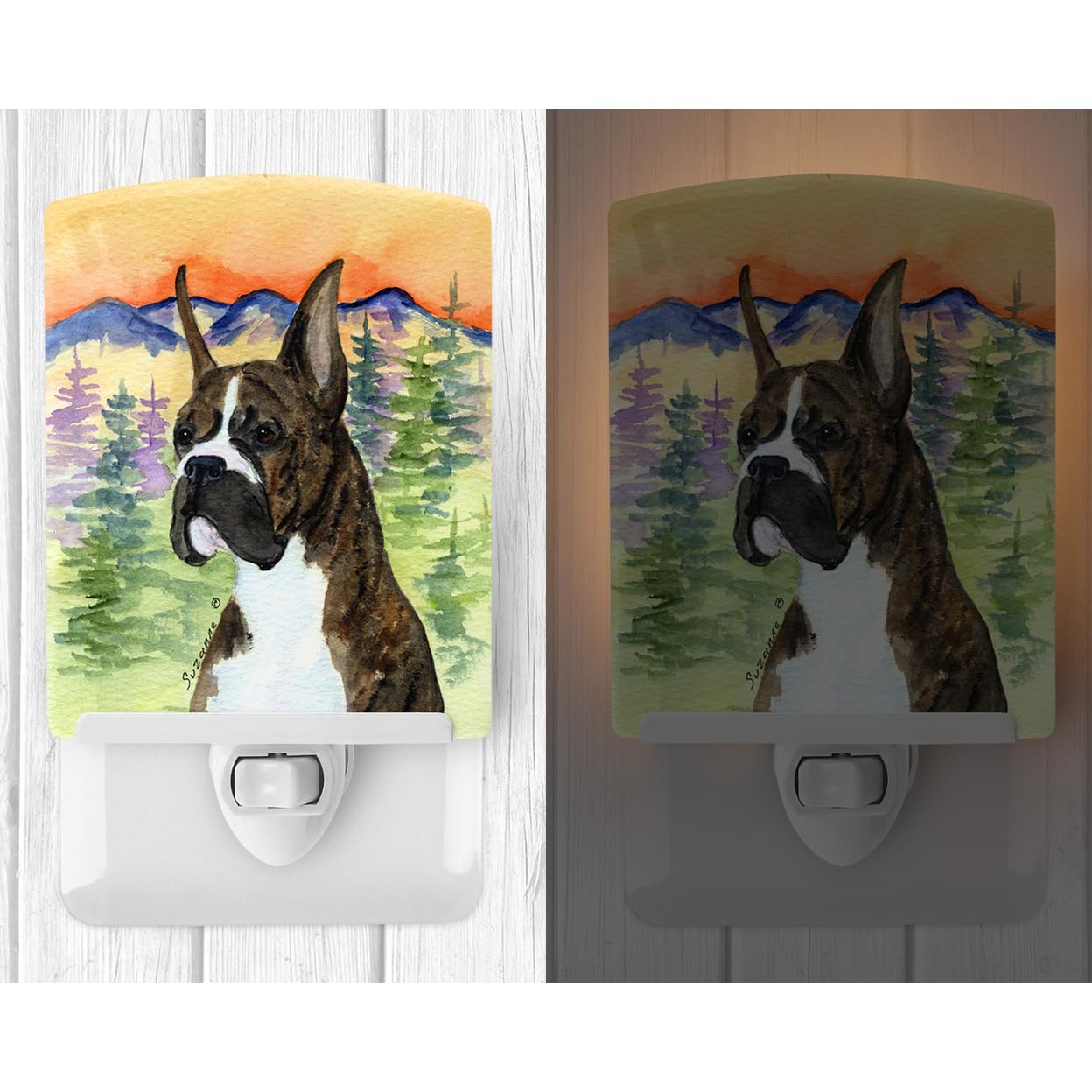 Carolines Treasures Boxer Ceramic Night Light, UL-Certified, 6x4x3in, Multicolor, Model SS8199CNL