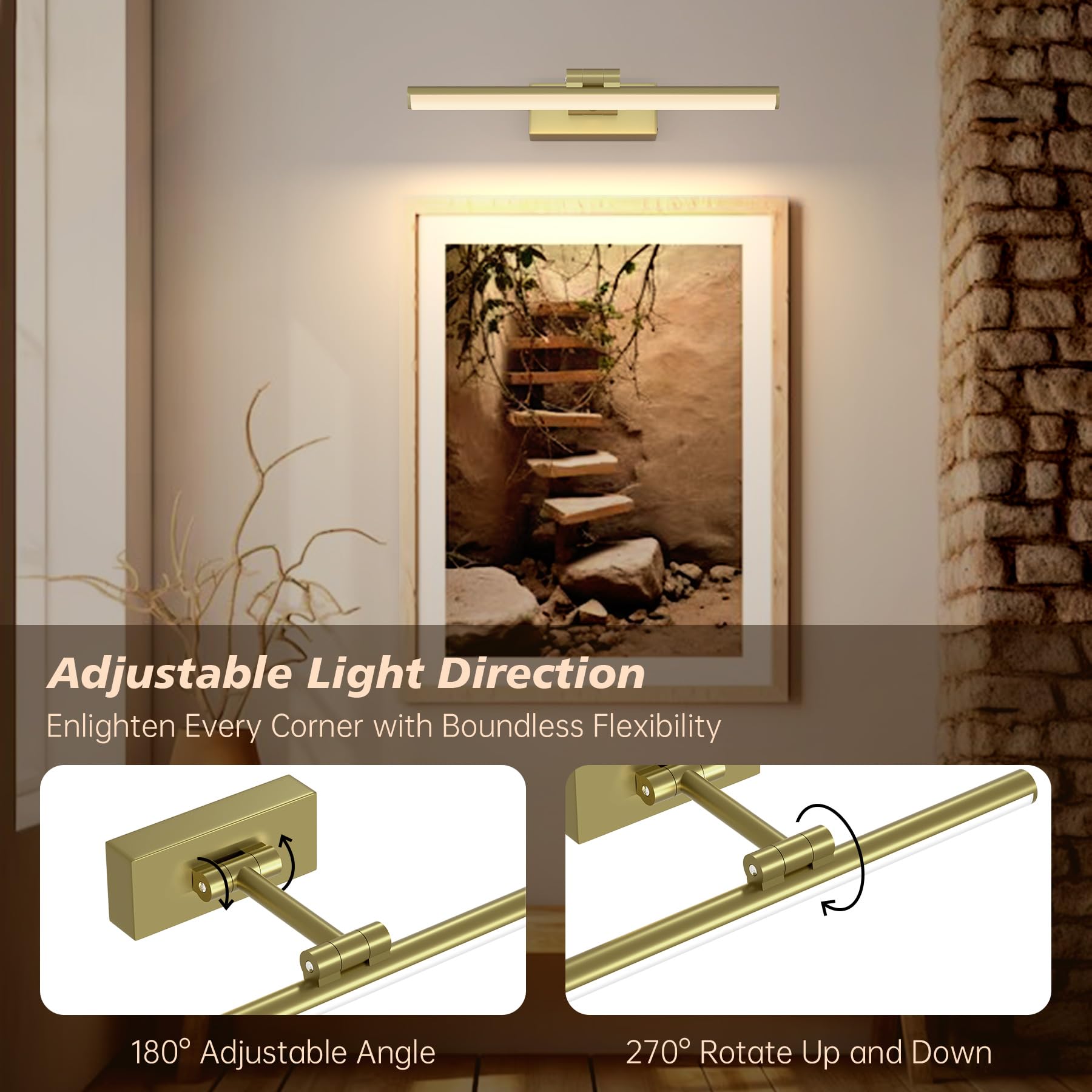 Picture Light Battery Operated,15.7 Inch Dimmable Art Lights For Paintings Wireless,3Cct Rechargeable Picture Lights For Wall,Li