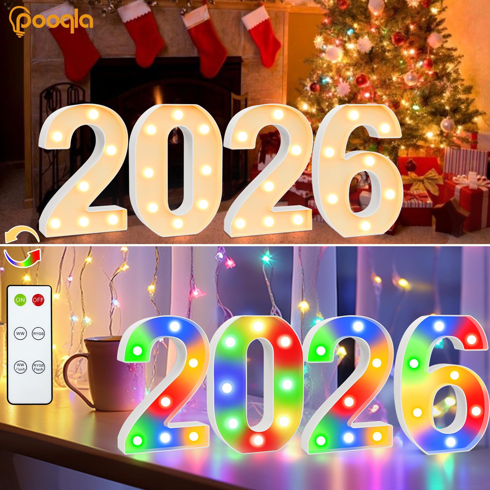 Pooqla Led Light Up Numbers 6  Warm White And Colorful Lighted Marquee Numbers With Remote  Lighted Numbers For 6Th 16Th Birthday Decorations  Gift For Girls Boys Her Him Anniversary Home Party Decor