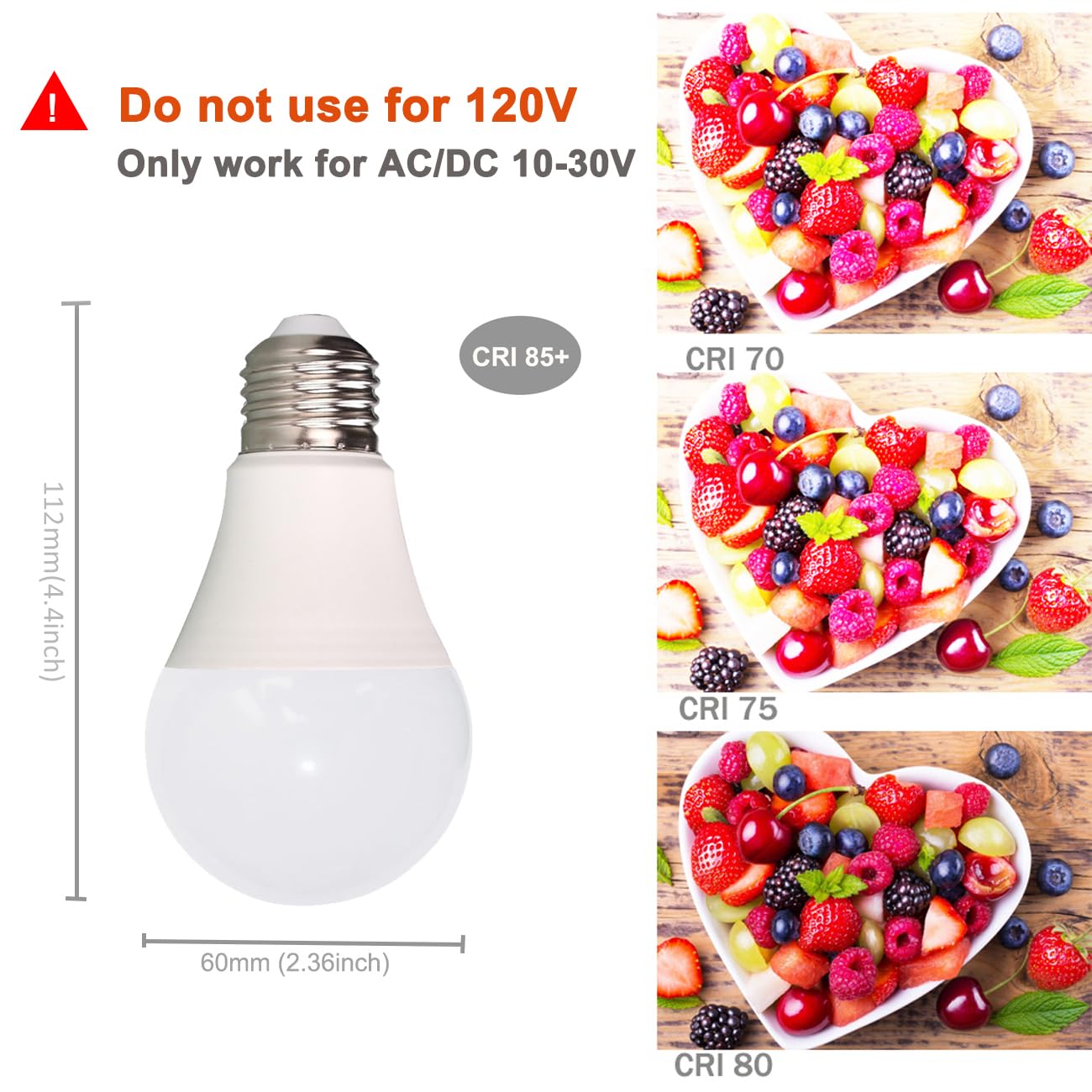 LEMENG 12V LED Light Bulb, 7W 630Lm, E26 Base, 2700K Warm White, 6 Pack, Low Voltage, Ideal for Off-Grid Solar