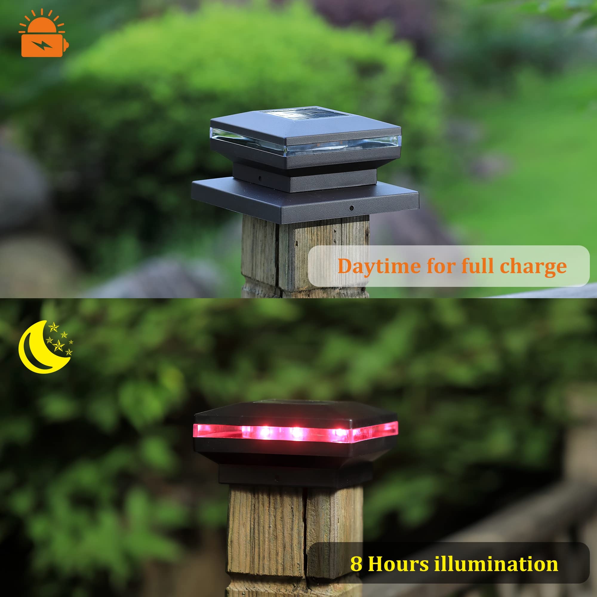 Maggift 6 Pack Solar Post Lights, Outdoor Rgb Color Changing Light For Fence Deck Patio, Solar Powered Caps, High Brightness Dec