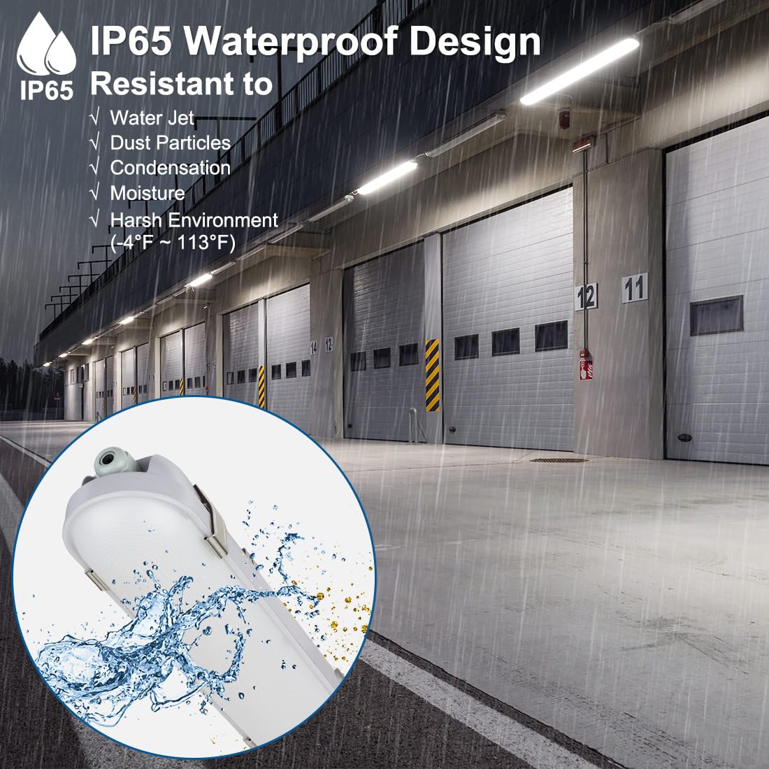 Dakason 4Ft Vapor Tight Led Light With Motion Sensor, Ip65 Vapor Proof Light Fixture 60/50/40W Adjustable, Waterproof Outdoor Sh