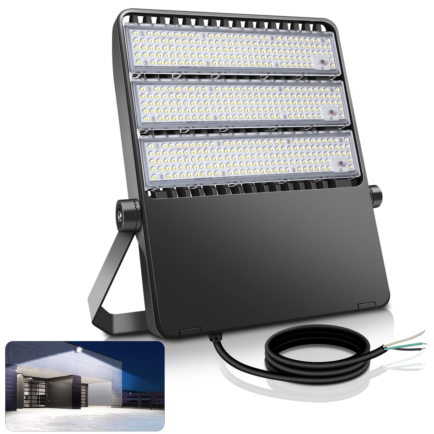 BIRITALO Outdoor LED Stadium Flood Lights 2400W Equivalent Super Bright 52200LM Wall Mount 360W Parking lot Commercial Lighting 