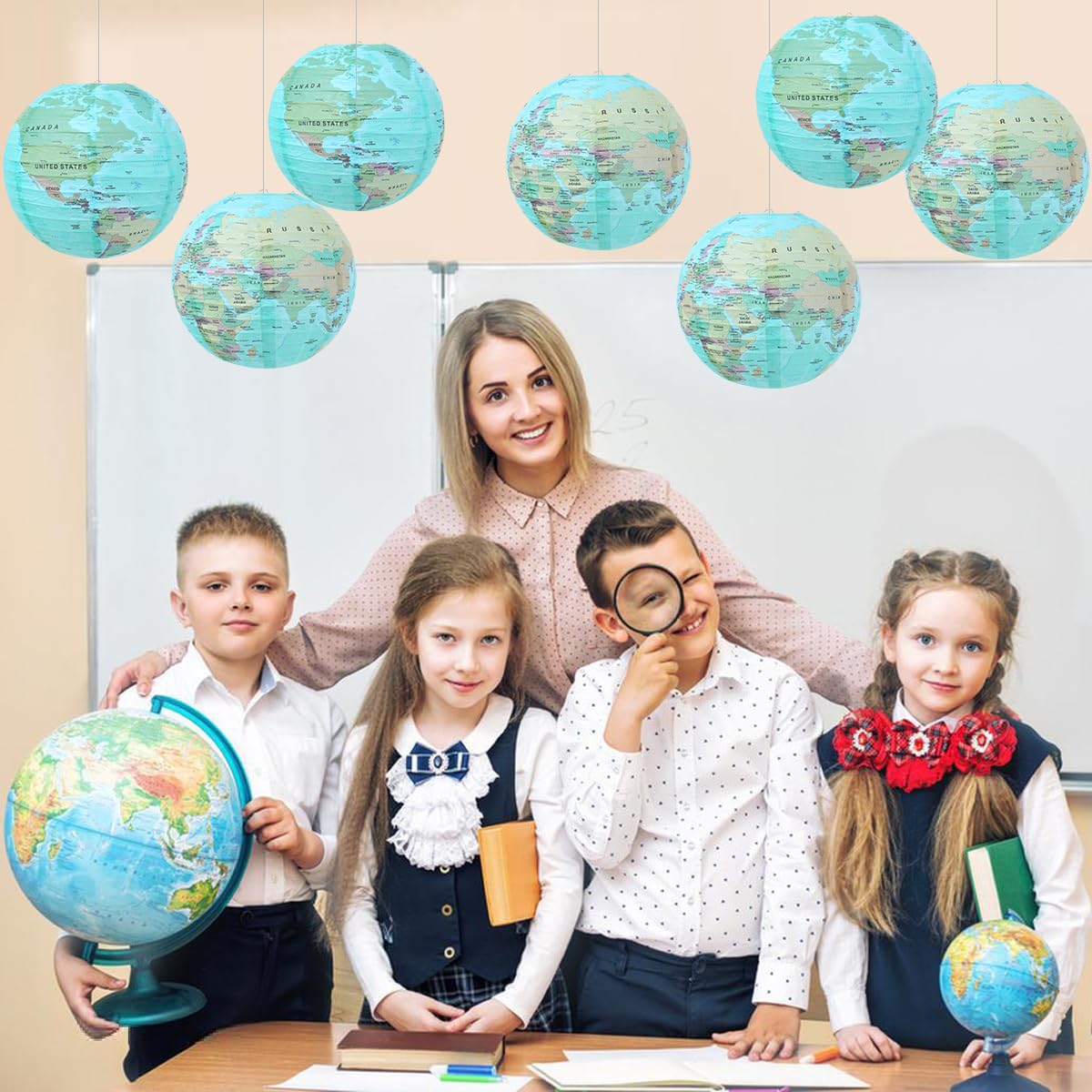 Yunxuan World Globe Paper Lanterns Party Decorations Around The World Earth Day Travel Themed Party Back To School Decorations W