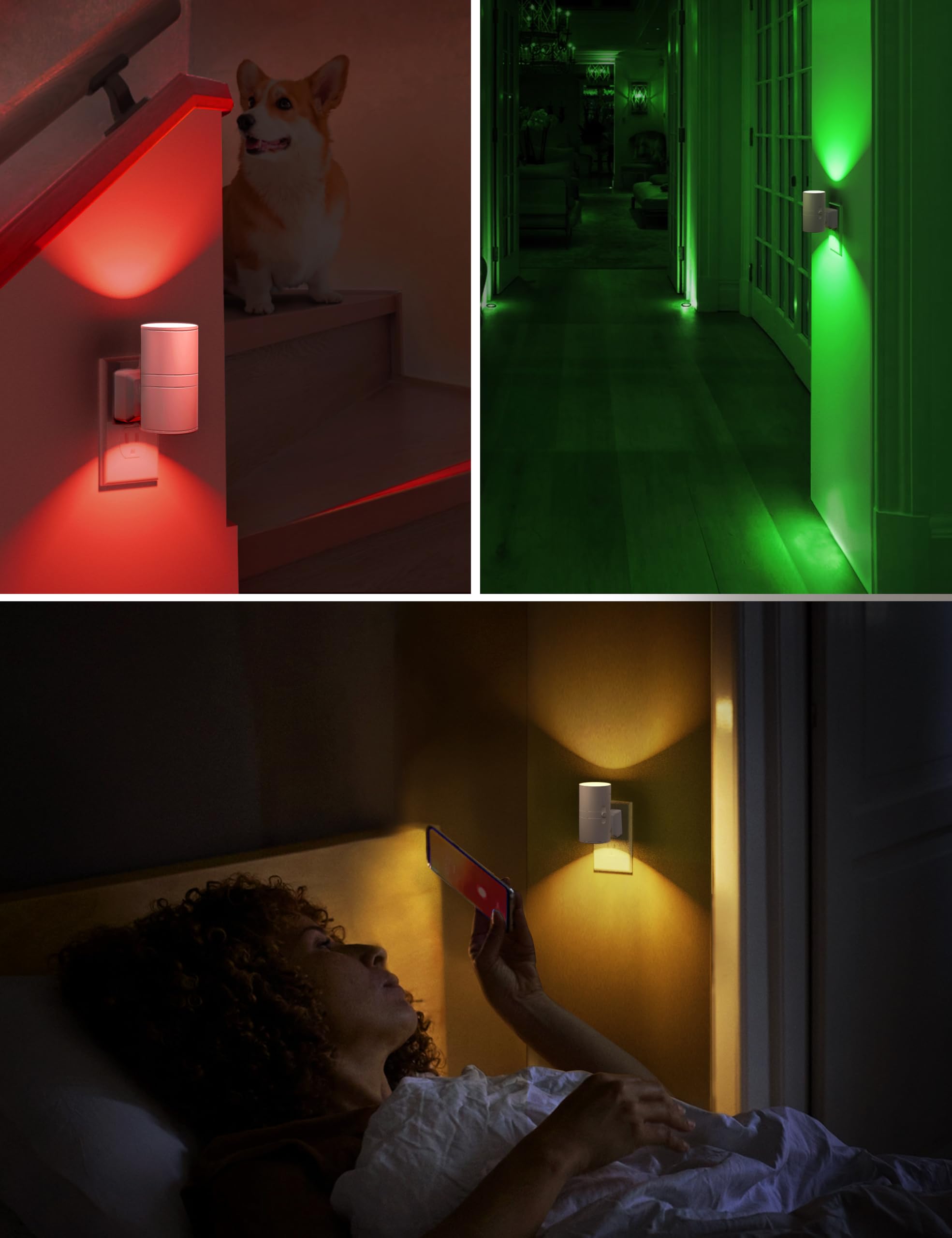 L LOHAS LED Night Light, Color Changing RGB, Light Sensor, 2 Pack, Multicolor, Model GY-063-09-WH-US-2, Plug into Wall
