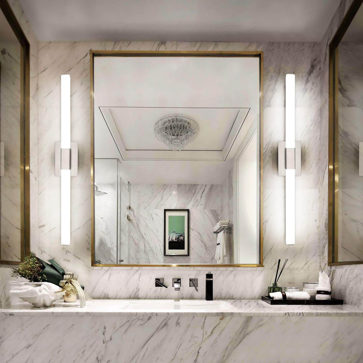 ZUZITO Bathroom Vanity Lighting Fixture 39.4in LED Brushed Nickel Dimmable Steel Frosted White Acrylic Shade Model 6001-1000