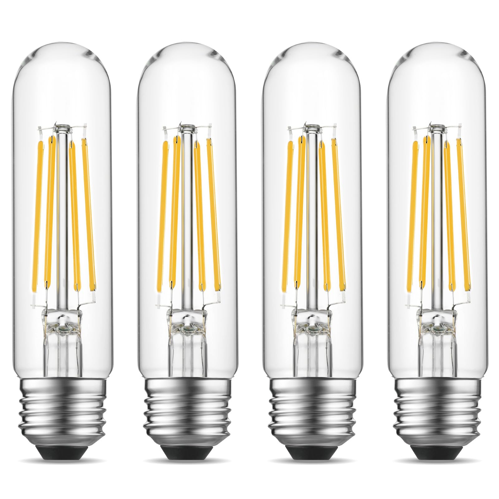 Gozelux 6W E26 LED Bulb, Dimmable Cool White 4000K, T10 Model, Glass, 5 Inch, Pack of 4