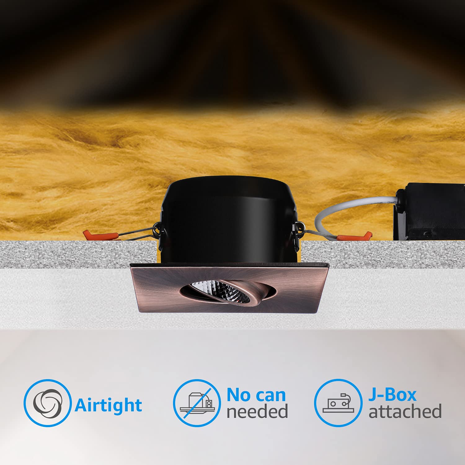 Torchstar 3 Inch Gimbal Led Recessed Light With Junction Box, 10%-100% Dimmable, 7W=50W, Cri 90+, 4000K Cool White, Etl & Energy Star Certified, Oil Rubbed Bronze, Pack Of 6