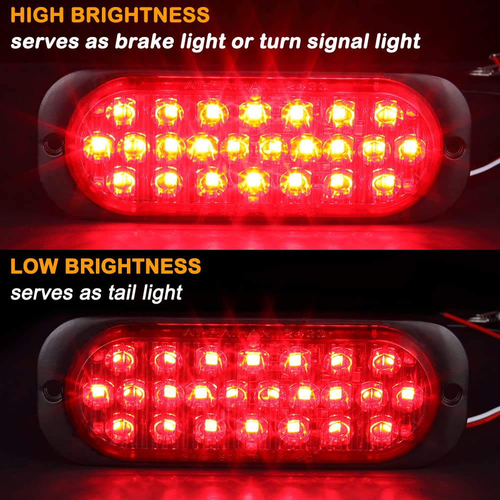 AT-HAIHAN 24 Red LED Trailer Brake Turn Tail Lights, Waterproof, 5.5 Inch, Model AT-DOT-24S-1, DOT Compliant for Truck RV Jeep