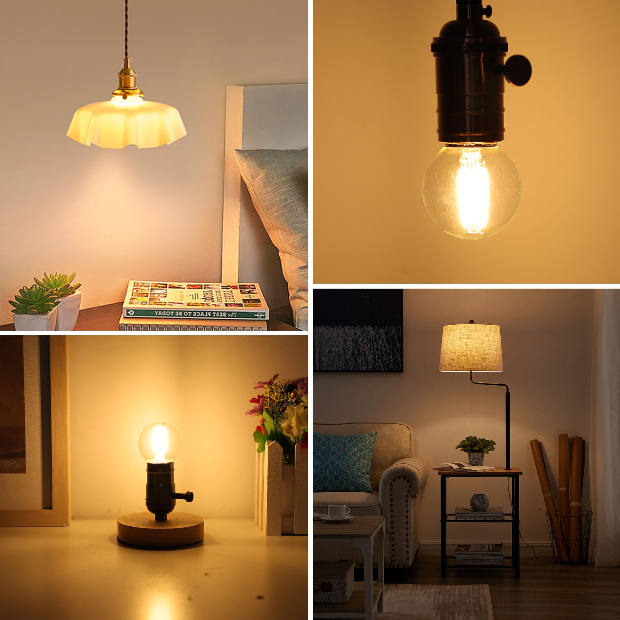 Padmo Ludaz Dimmable Led G16.5 Light Bulb 40W Equal 4W,Small Round Light Bulbs Globe Short Light Bulbs For Chandelier,Lamp,Bathr