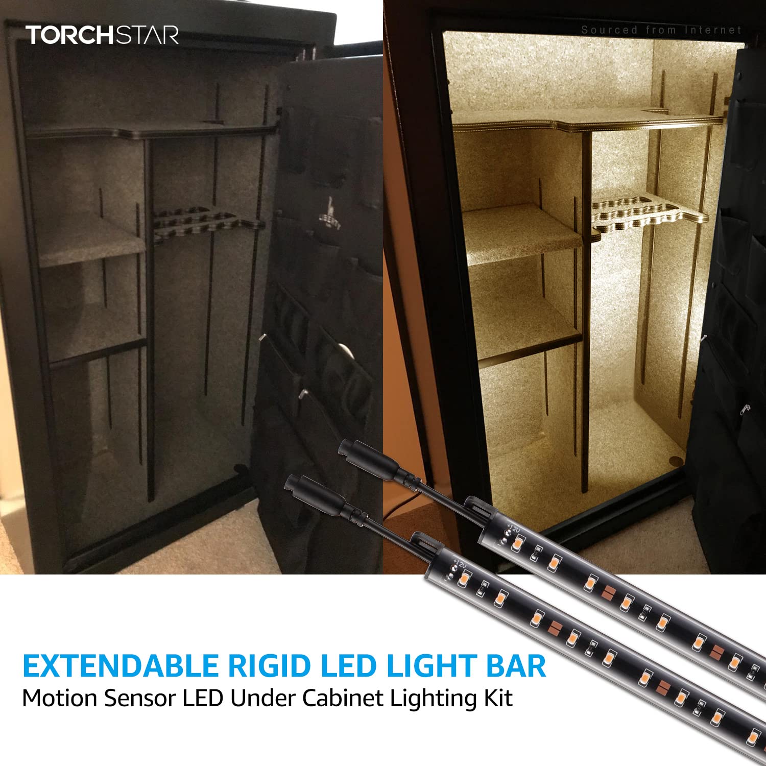 Torchstar Led Safe Lighting Kit, (6) 12 Inch Linkable Light Bars + Motion Sensor + Ul Power Adapter, 900Lm, Input 100-240V, For