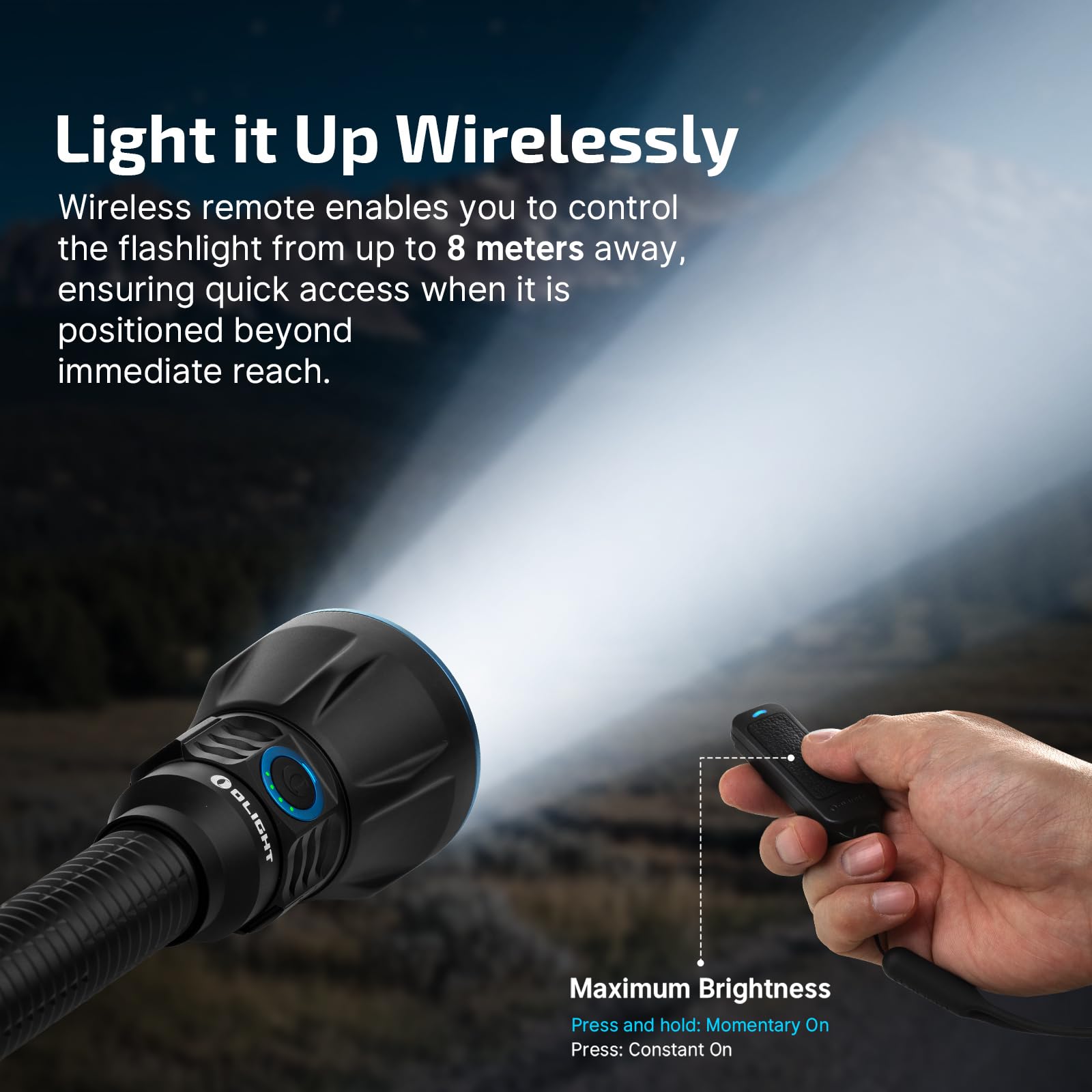 OLIGHT Javelot Turbo 2 Tactical Flashlight 1800 Lumen, 4921ft Throw, Dual-Switch, Wireless Remote, Black