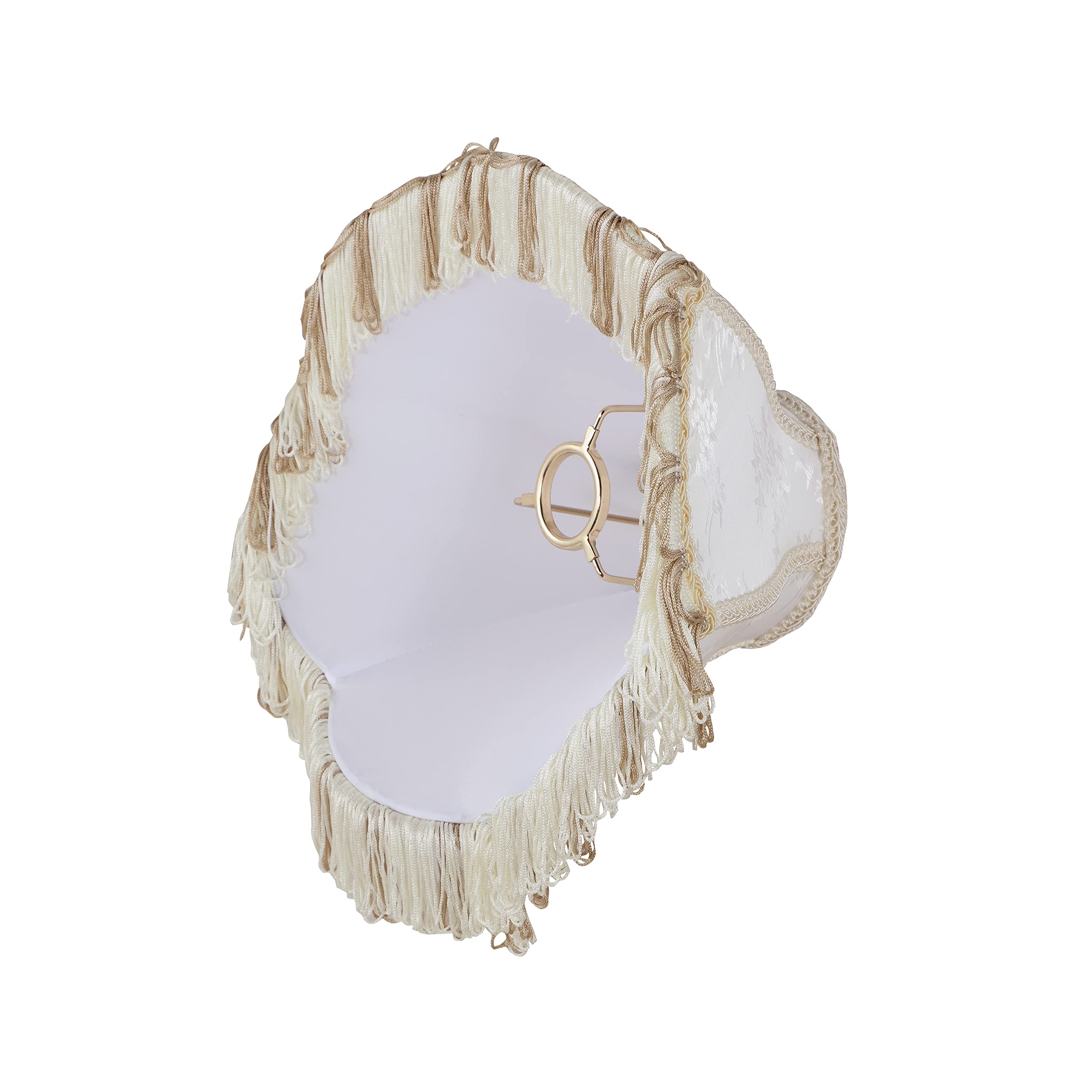 Aspen Creative 55004, Handsewn Scallop Dome Transitional Uno Fringe Lamp Shade, Ivory Jacquard Fabric, 4&quot; Top X 10&quot; Bottom X 7&quot; Height, Slip Uno 33Mm