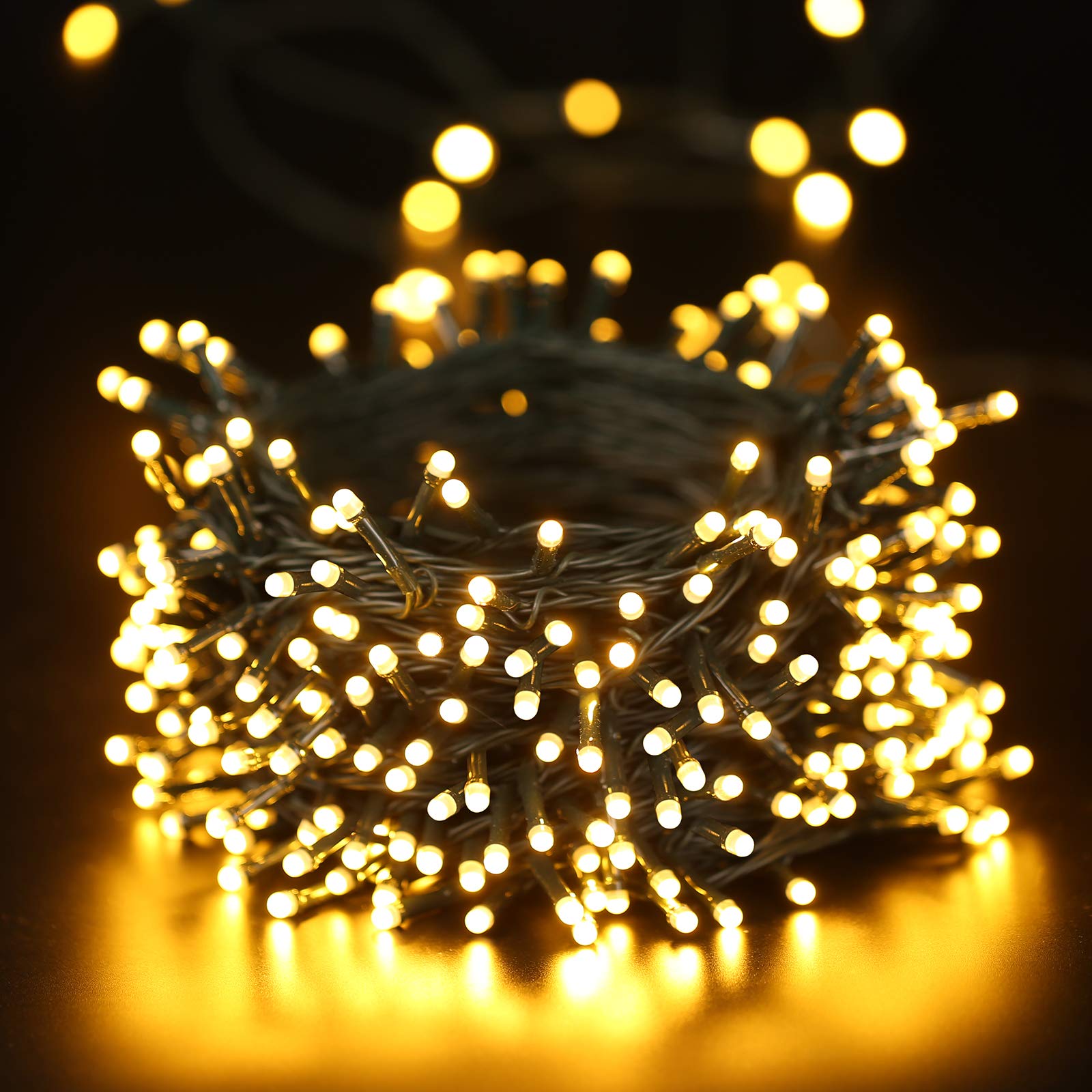 Toodour Solar Christmas Lights, 121ft 350 LED, 8 Modes, Waterproof, Warm White, Model LED0821350