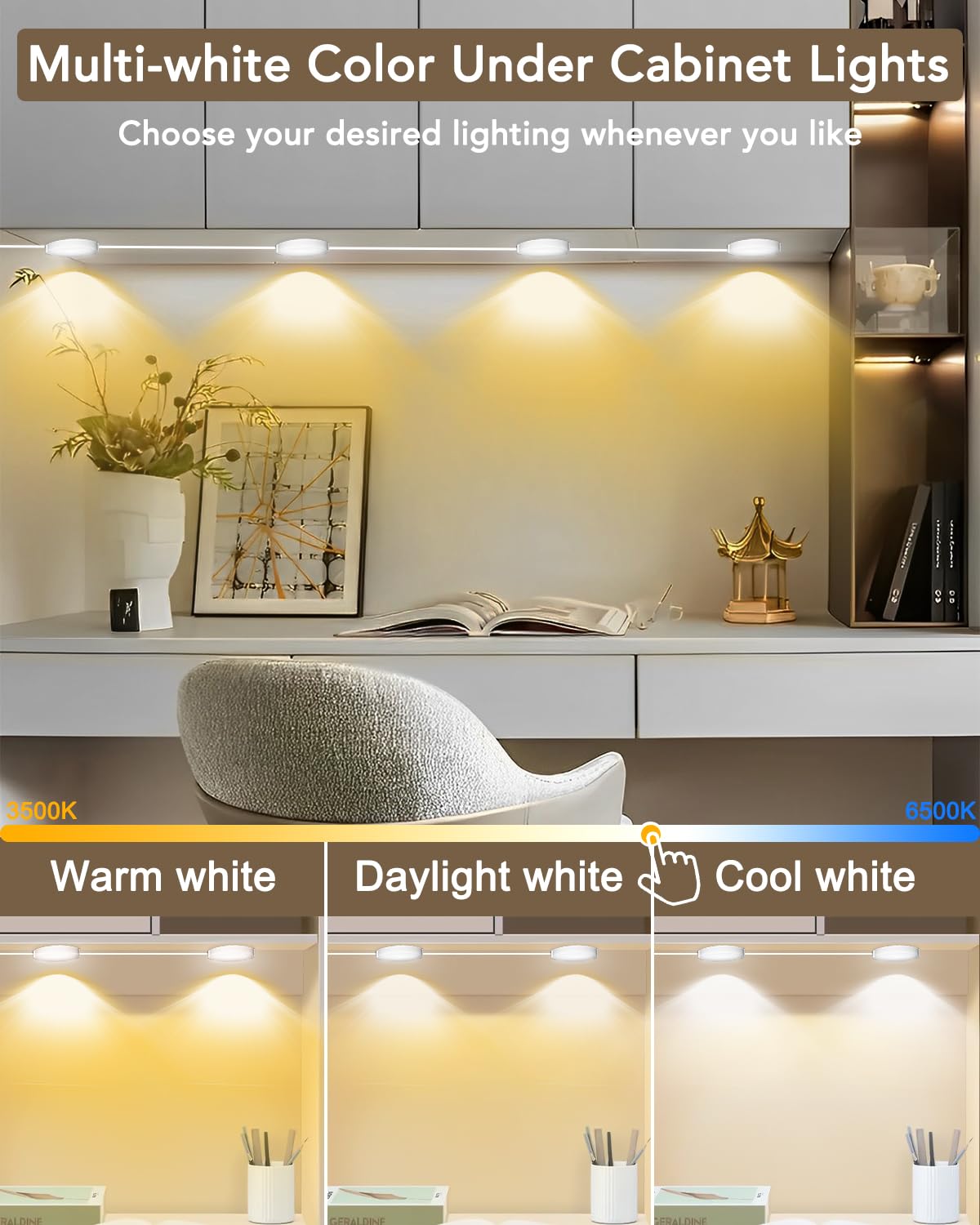 Keshu Under Cabinet Lights Plug In, Dimmable White Led Under Cabinet Lighting Hardwired Closet Lights, Smart Bluetooth App Remot